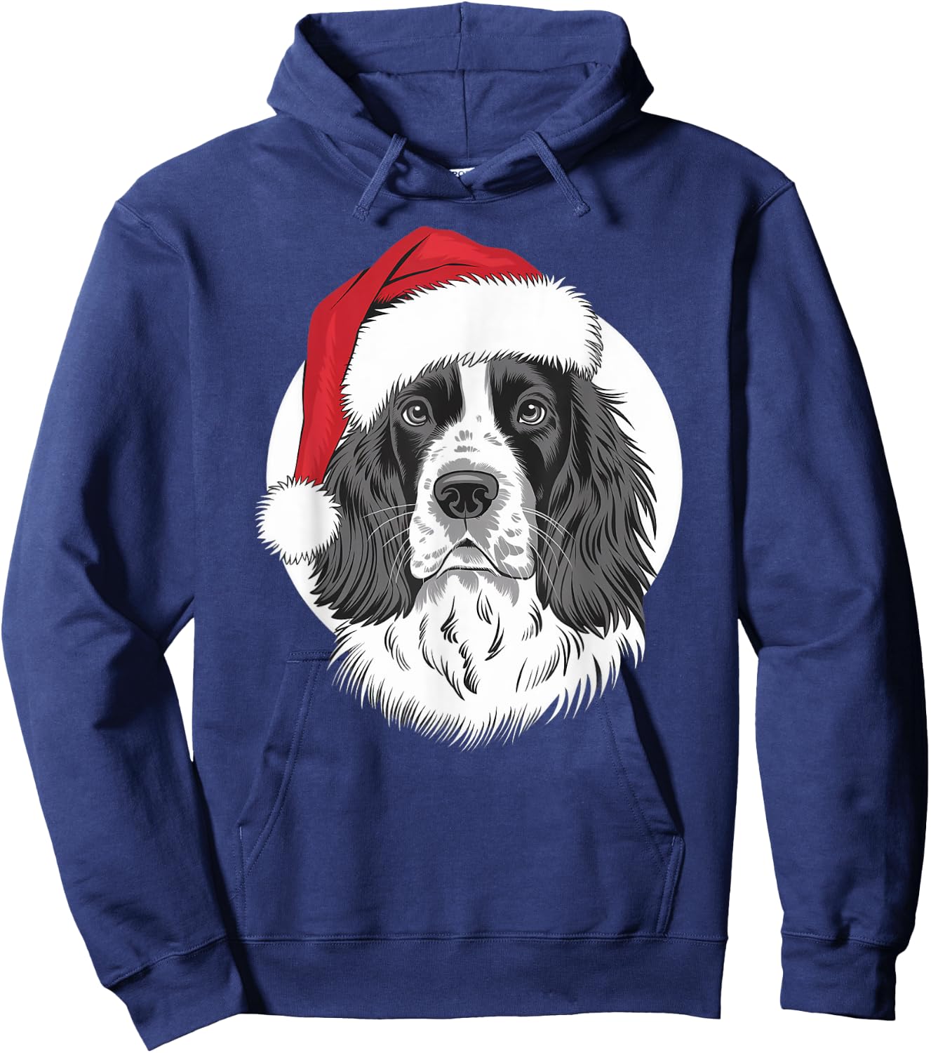 Springer Santa Dog on English Springer Spaniel Christmas Men Women Kids Hoodie - Hoodie | Navy