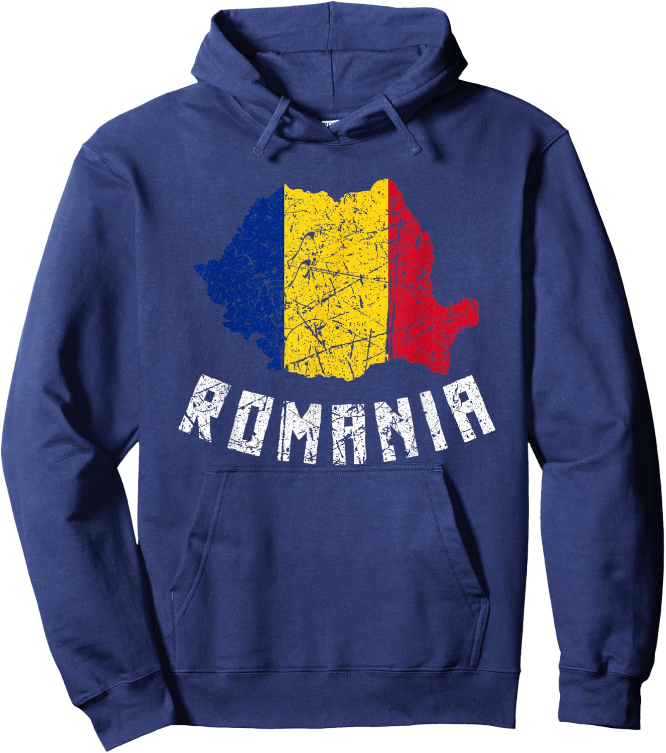 Romanian Flag Of Romania European Distressed Men Women Kids Hoodie - Hoodie | Navy