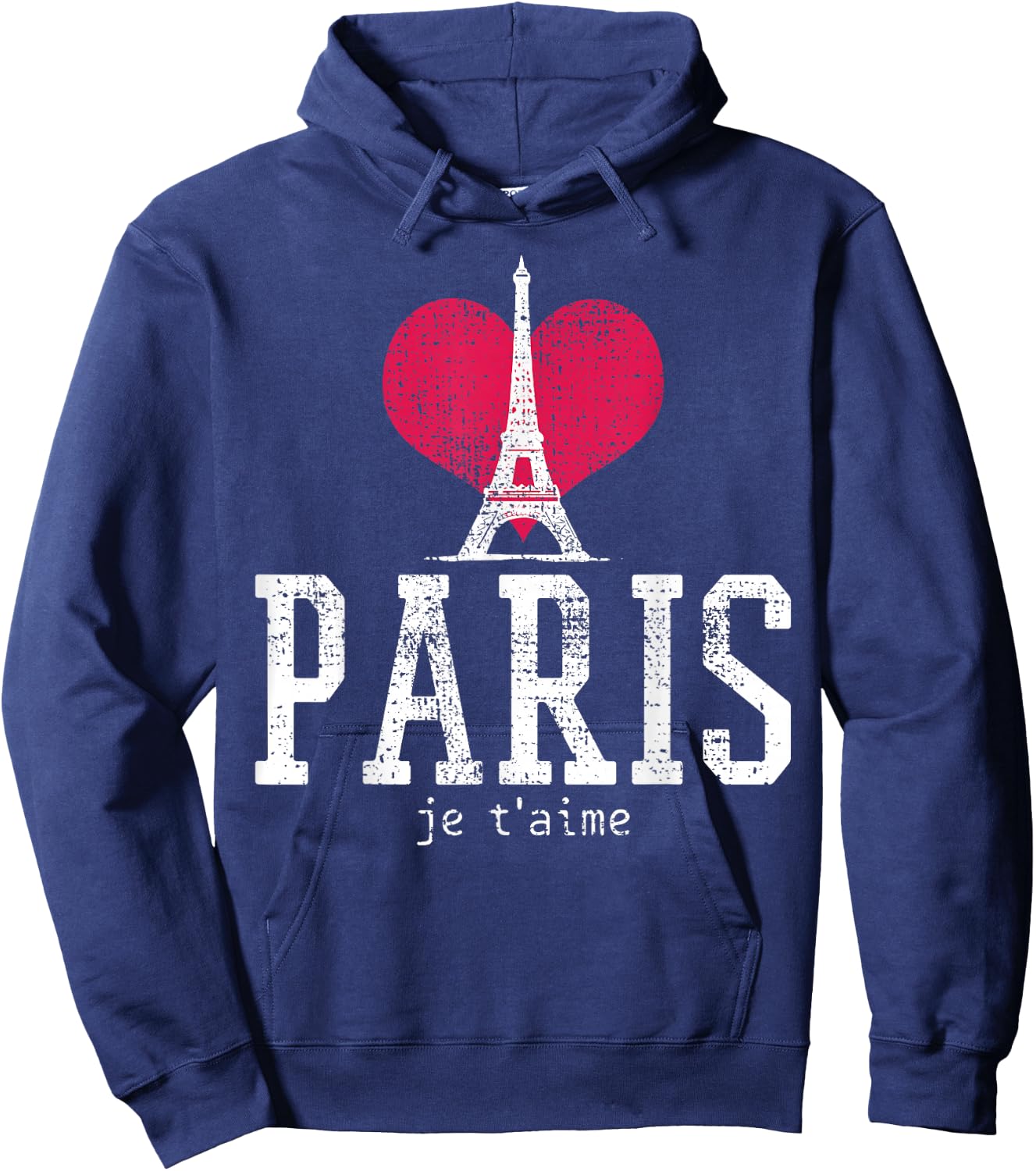 Vintage Paris I Love Je T'aime France Hoodie - Hoodie | Navy