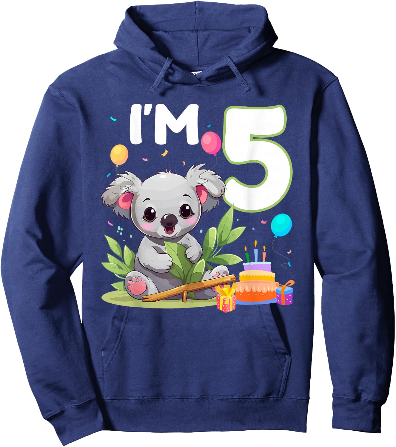 I'm 5 Year Old Birthday Koala 5th Party Kids Hoodie - Hoodie | Navy