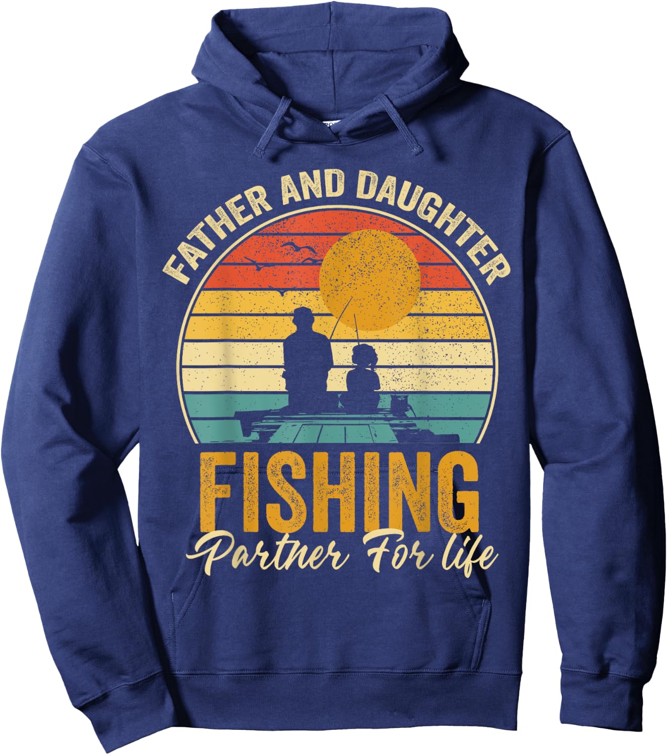 Father Daughter Fishing Partner For Life Retro Fisherman Hoodie - Hoodie | Navy