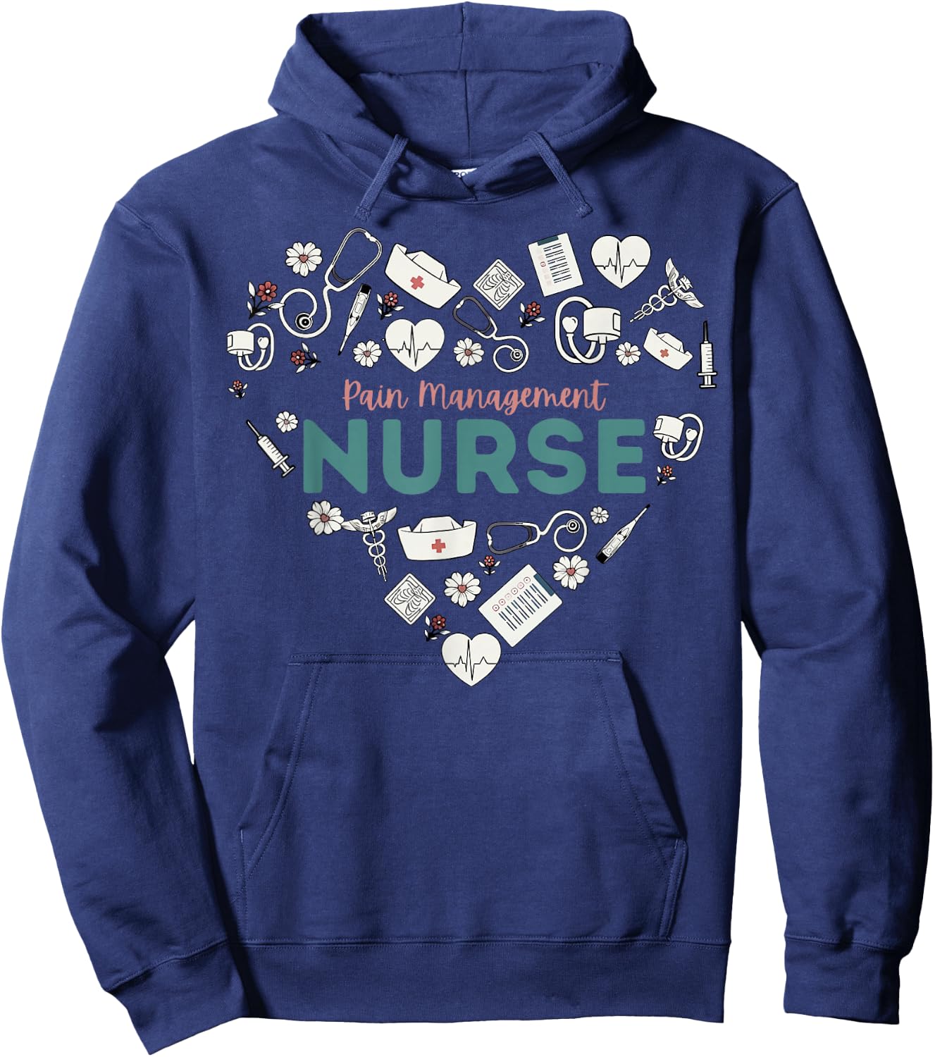 Retro Pain Management Nurse Heart Nursing Student School Hoodie - Hoodie | Navy