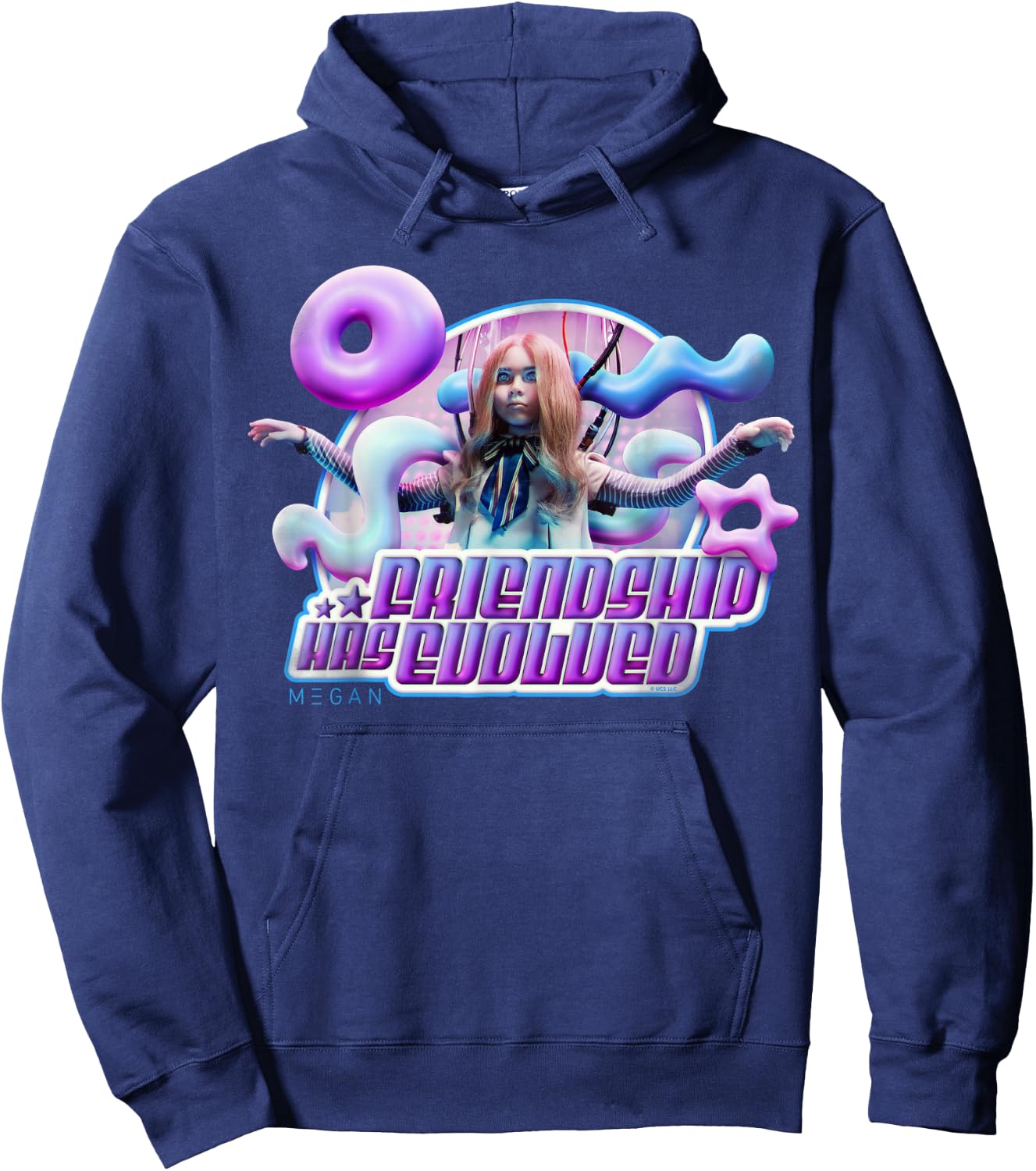 M3GAN Friendship Has Evolved Y2K Cyber Pop Style Hoodie - Hoodie | Navy