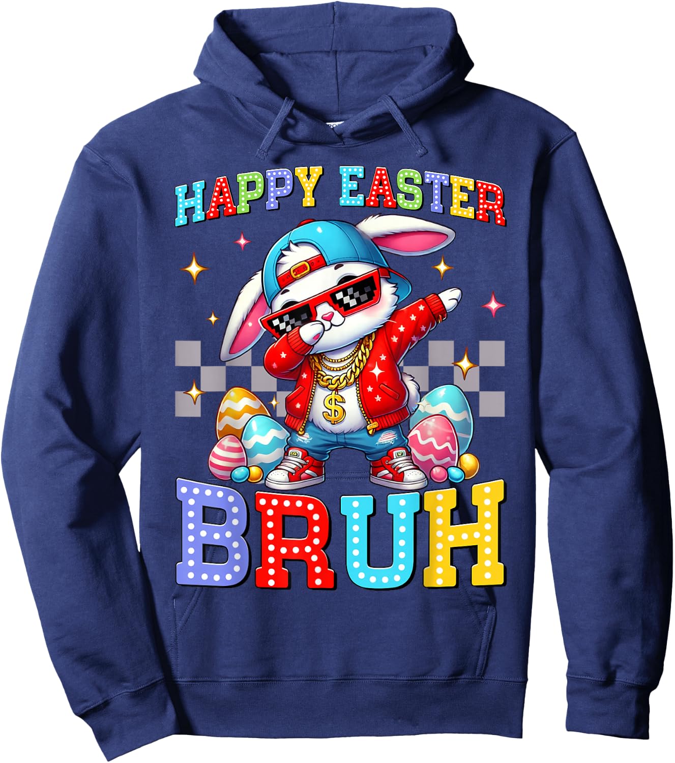 Dabbing Bunny Happy Easter Bruh Meme Bro Boys Kids Teens Kid Hoodie - Hoodie | Navy