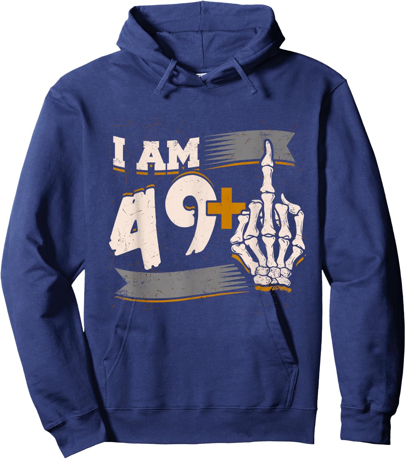 I Am 49 Plus Middle Finger Skeleton Bone 50th Birthday Shirt Hoodie - Hoodie | Navy