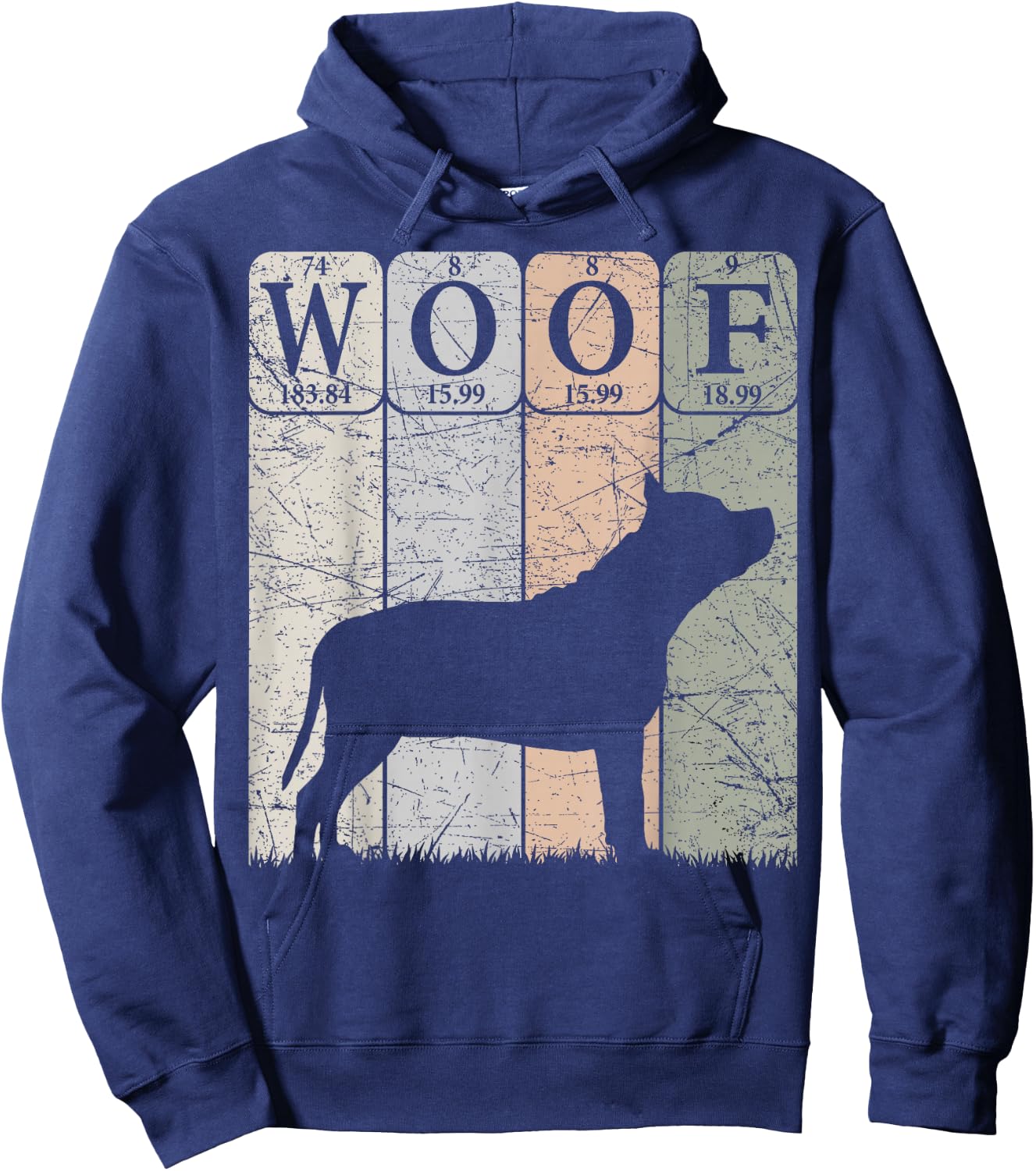 Staffordshire Bull Terrier Periodic Table Elements Woof Hoodie - Hoodie | Navy