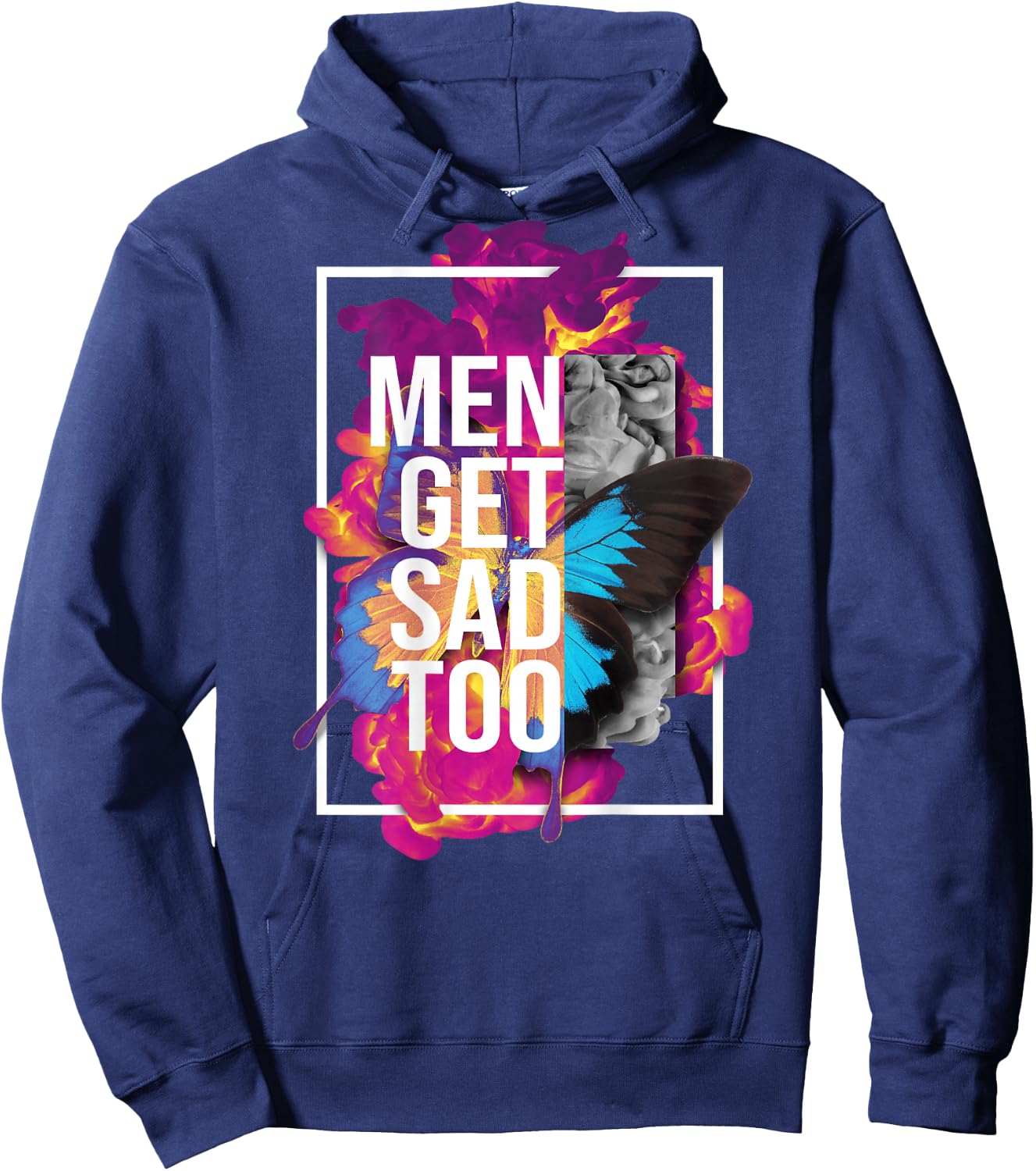 Backprint Vintage Men get sad too Hoodie - Hoodie | Navy