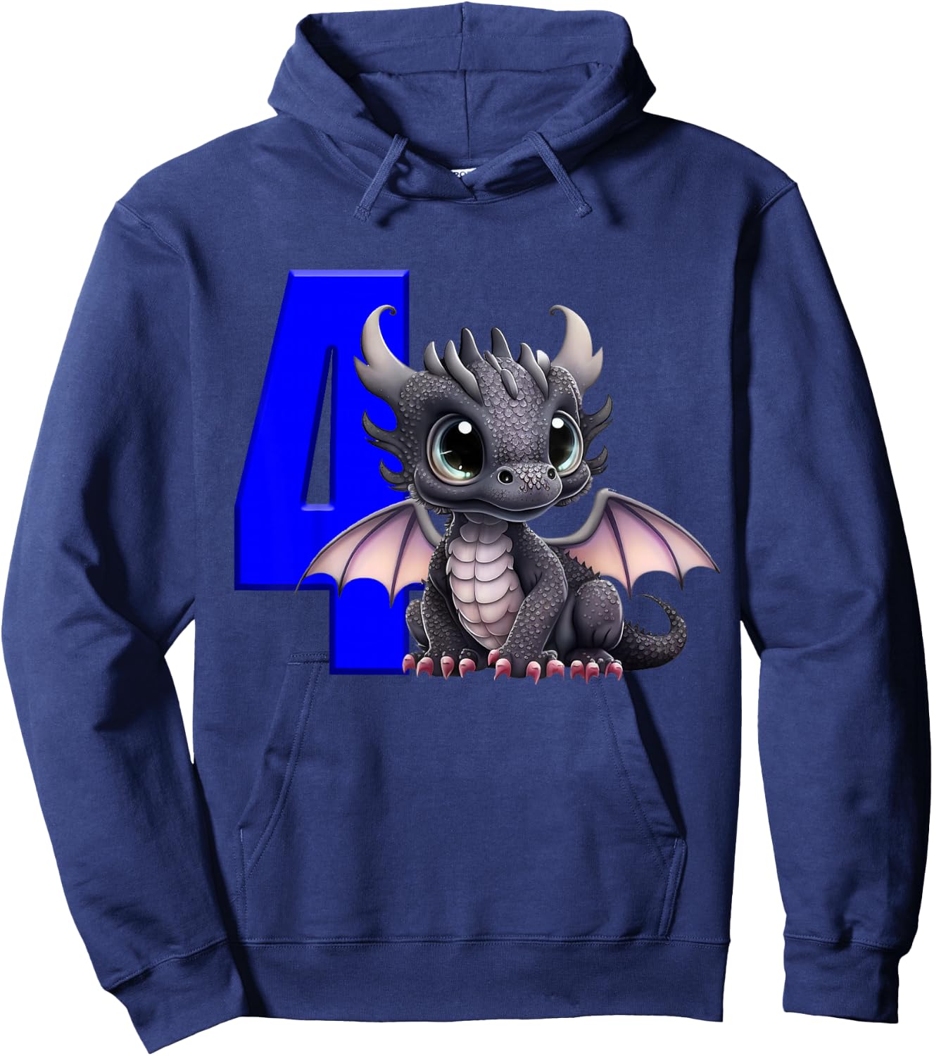 4th Birthday Shirt Dragon Party Birthday Boy Toddler Four Hoodie - Hoodie | Navy
