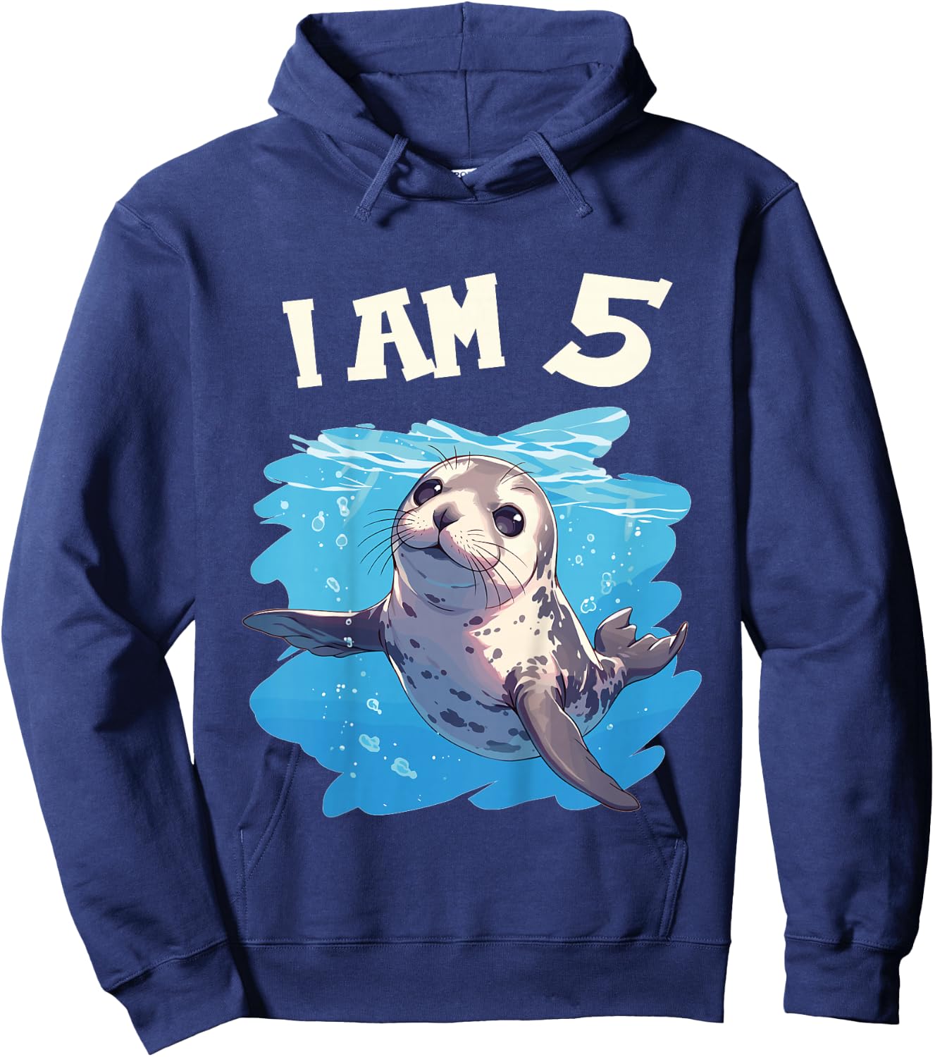 Kids 5 Years old 5 birthday Seals Boy Girl Seal Hoodie - Hoodie | Navy