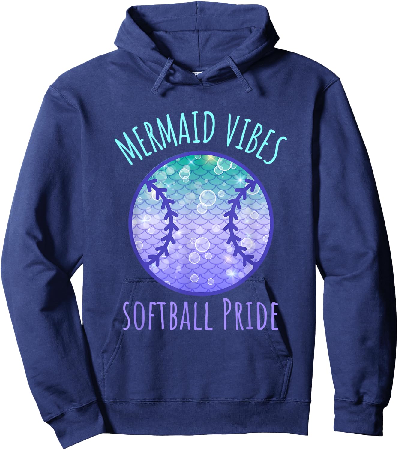 Softball Girl Mermaid Vibes Matching Team Hoodie - Hoodie | Navy