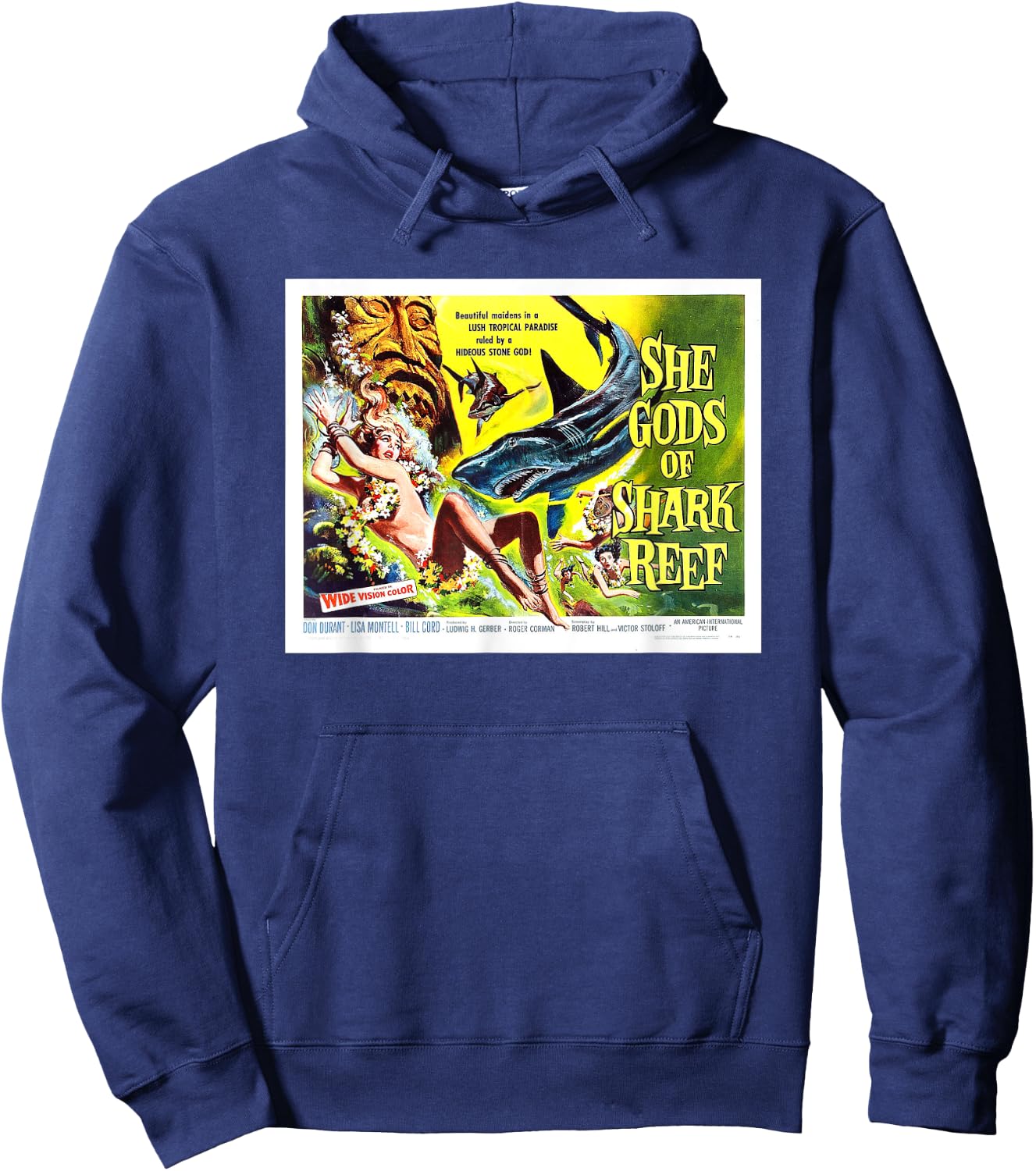 She Gods Of Shark Reef Vintage Cinema Poster Hoodie - Hoodie | Navy