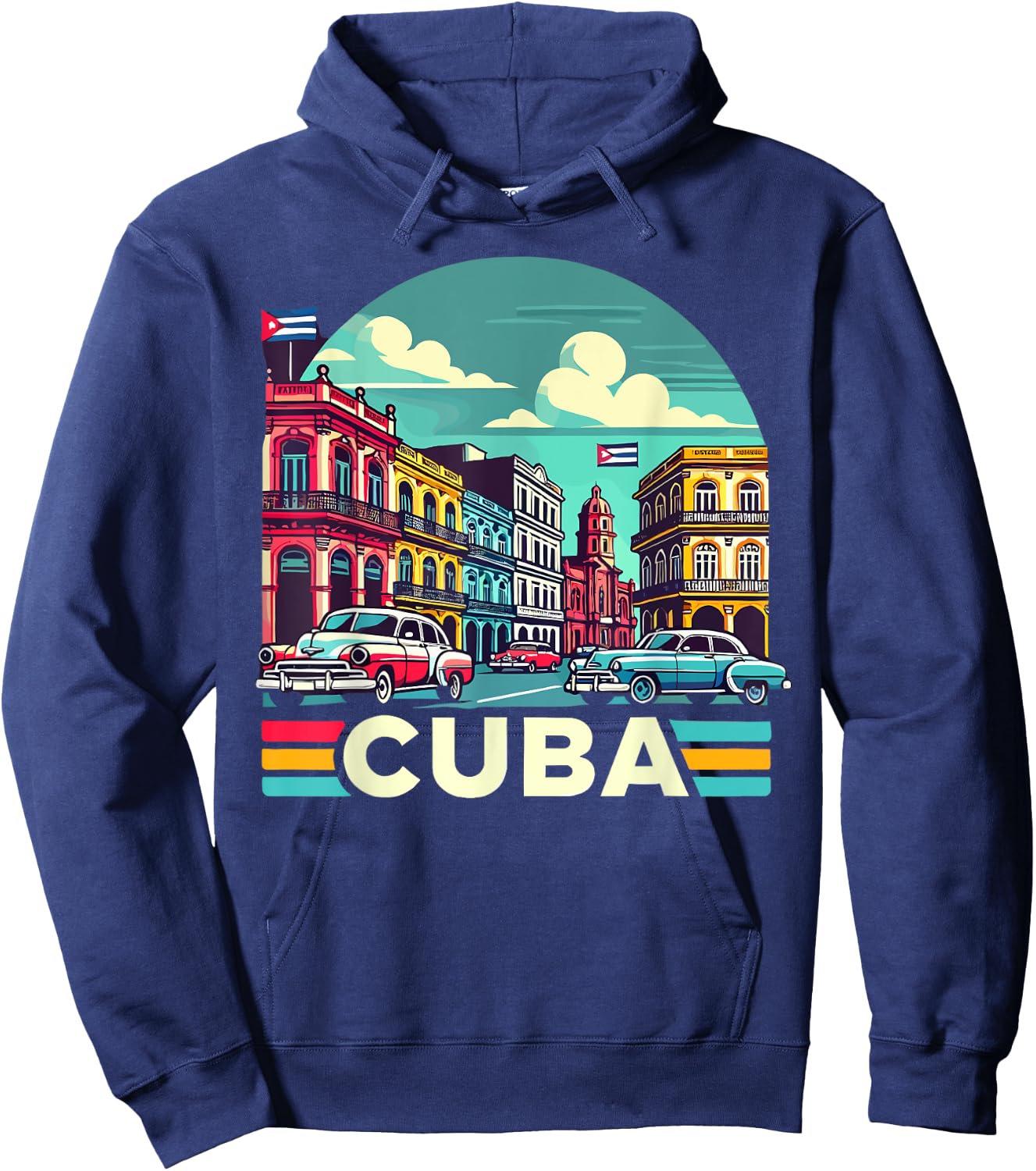 Cuba Women's Love Cuba Flag Design Cuban Roots Hoodie - Hoodie | Navy
