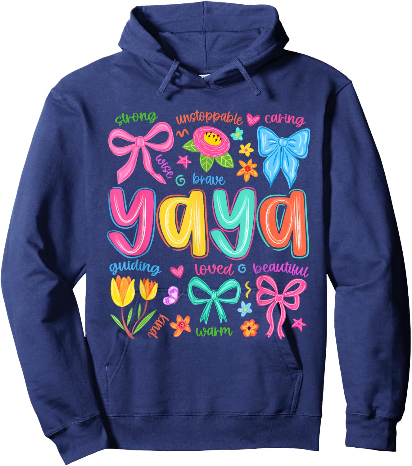 Yaya Bow Loved Beautiful Caring Funny Mothers Day Hoodie - Hoodie | Navy
