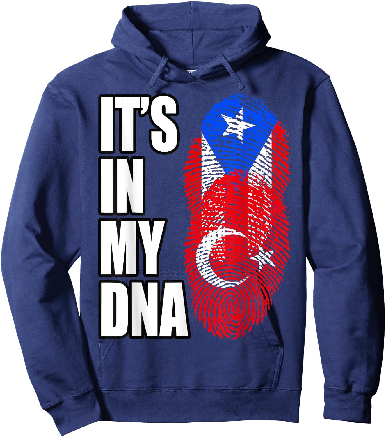 Turkish And Puerto Rican Mix Heritage DNA Flag Hoodie - Hoodie | Navy