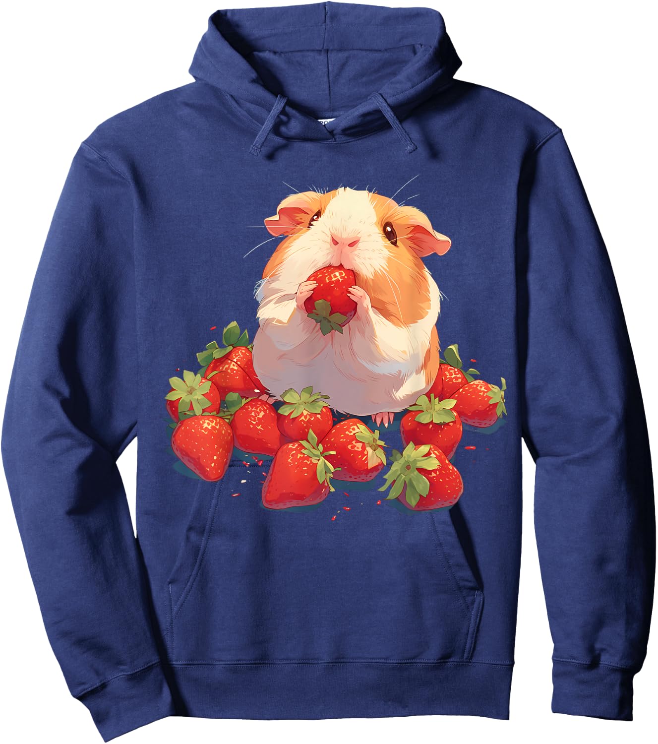 Strawberry Guinea Pig Drawing Strawberries Cute Guinea Pig Hoodie - Hoodie | Navy