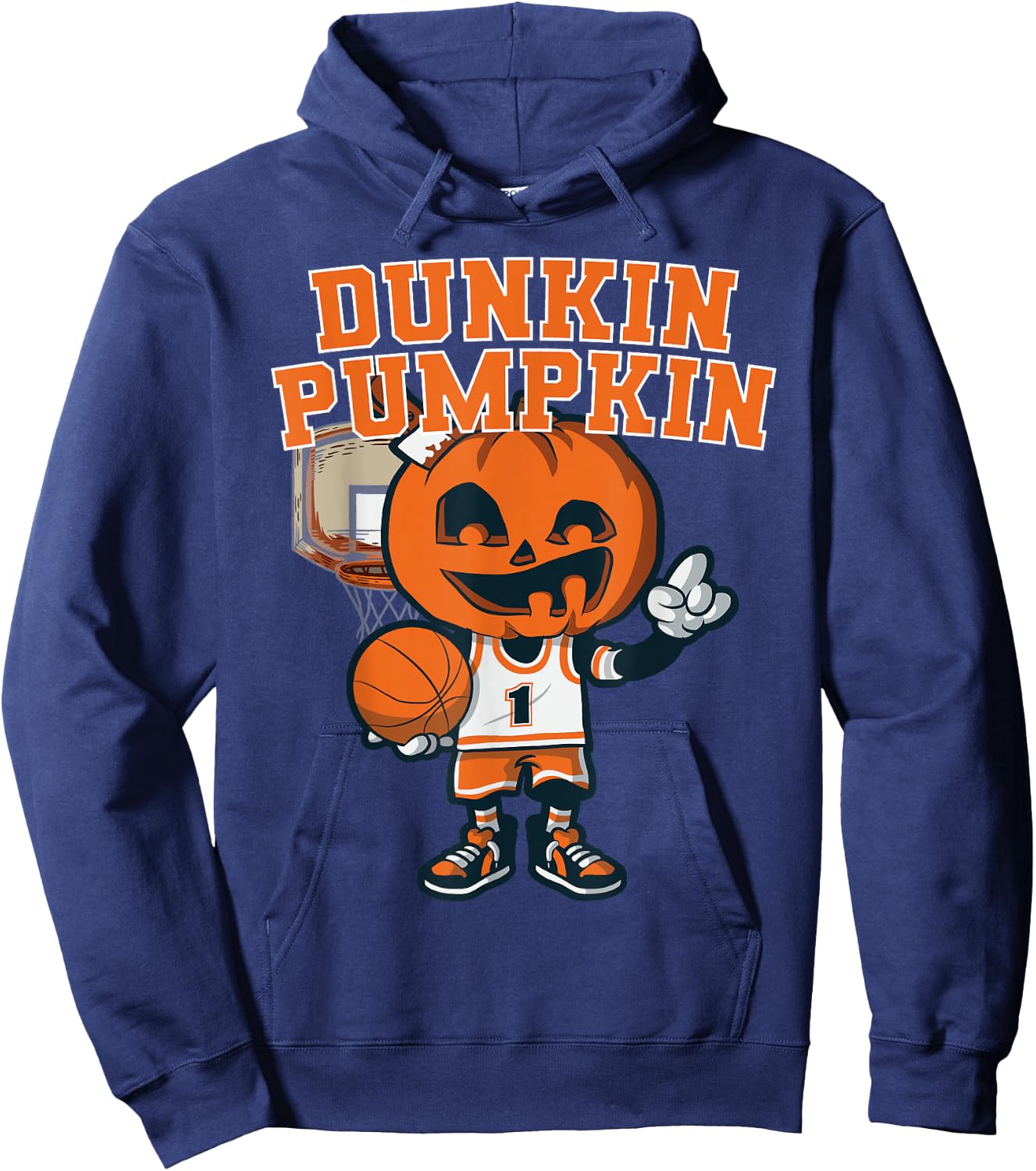 Dunkin Pumpkin Halloween Costume Funny Pumpkin Basketball Hoodie - Hoodie | Navy