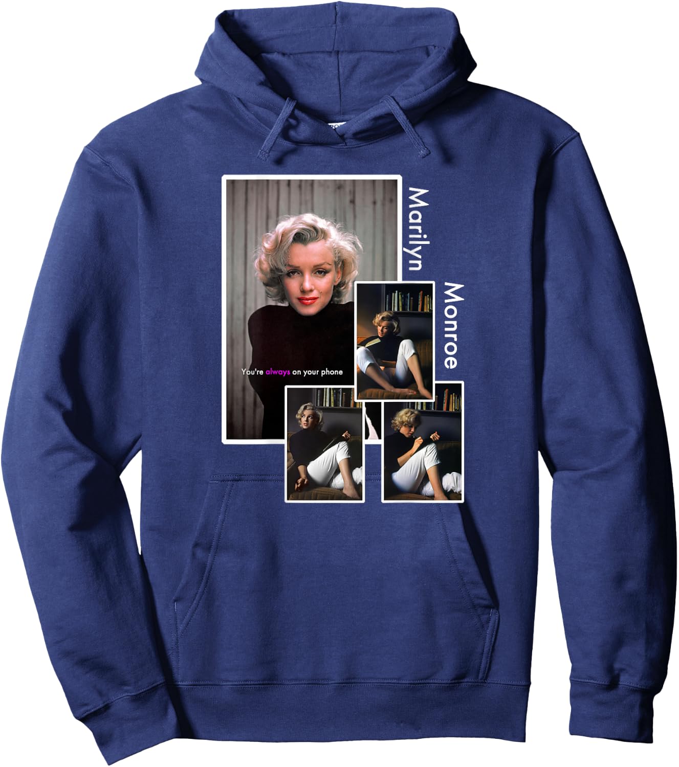 Marilyn Monroe_021_Back Printed , Black, S Hoodie - Hoodie | Navy