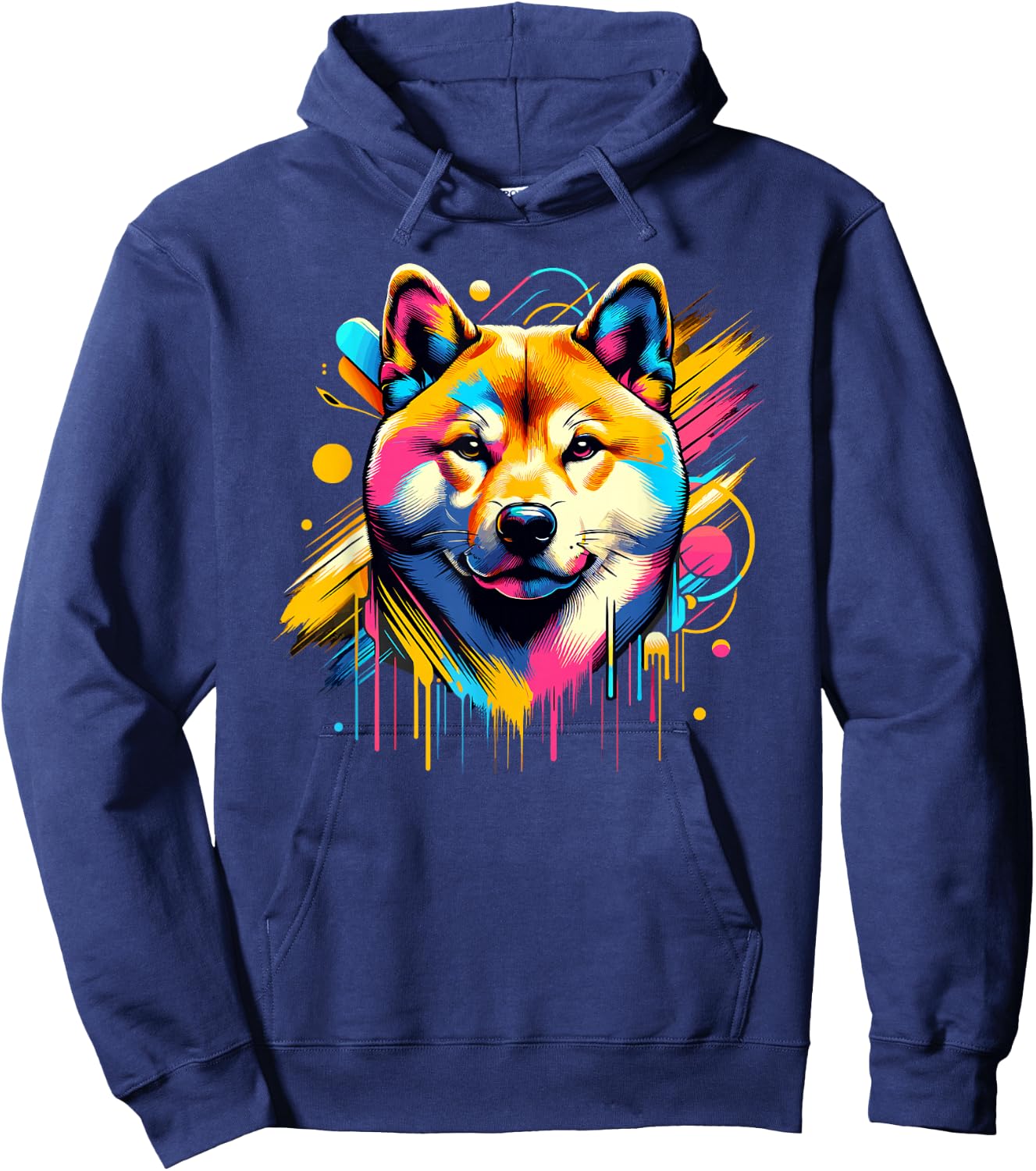 Splash Art Japanese Shiba Inu , Black, S Hoodie - Hoodie | Navy