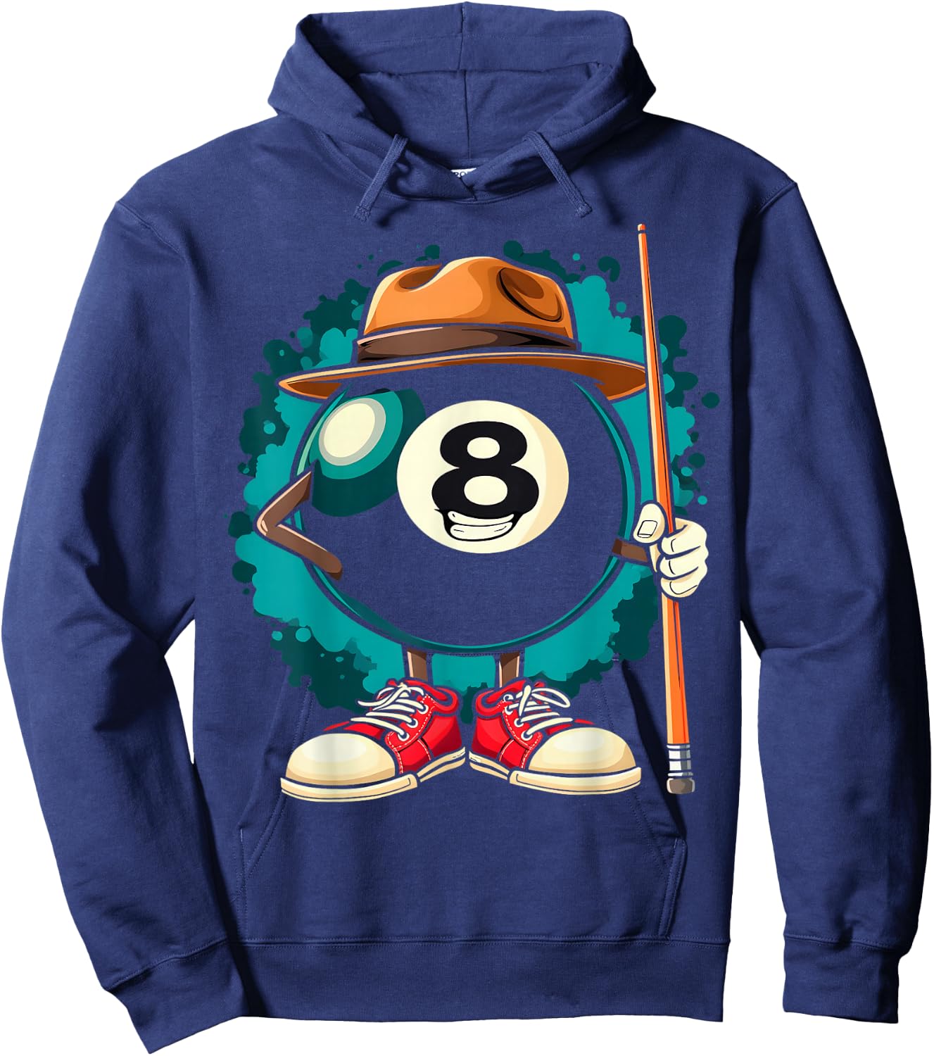 Cool 8 Ball Character Funny Billiards Hoodie - Hoodie | Navy