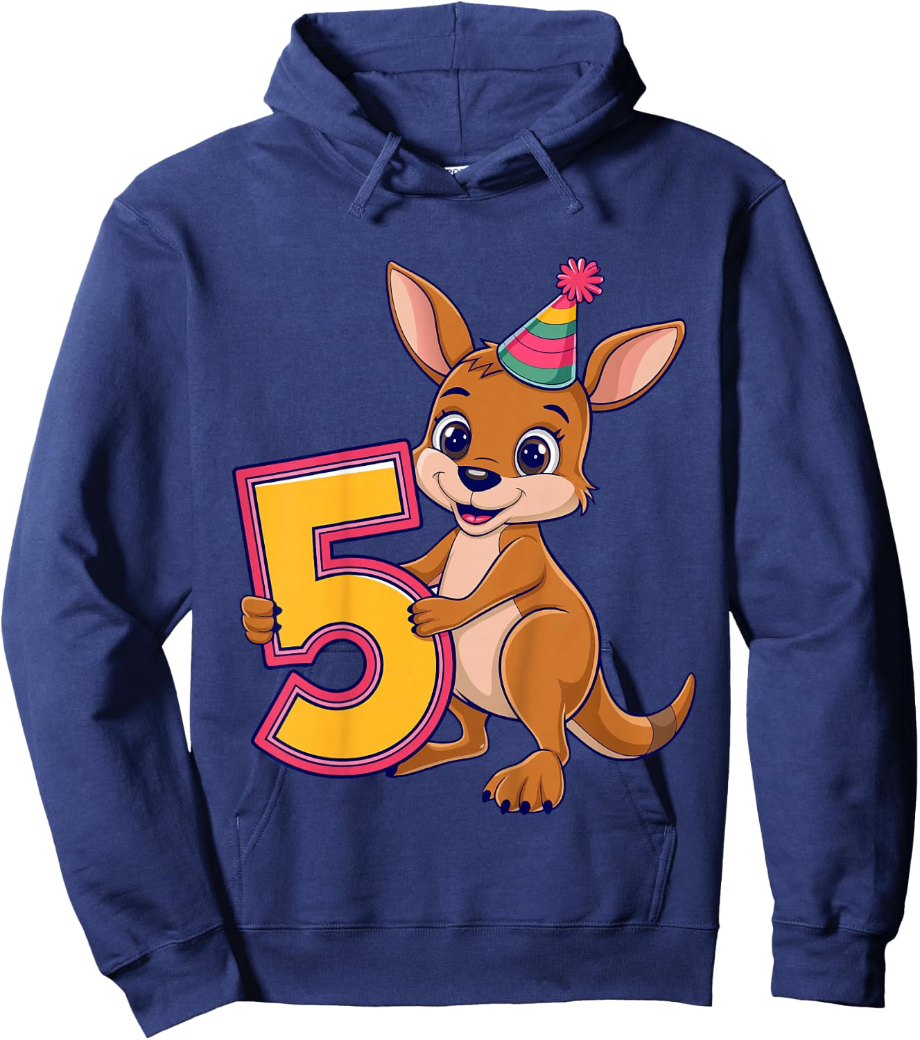 5th Birthday Kangaroo Kids Hoodie - Hoodie | Navy