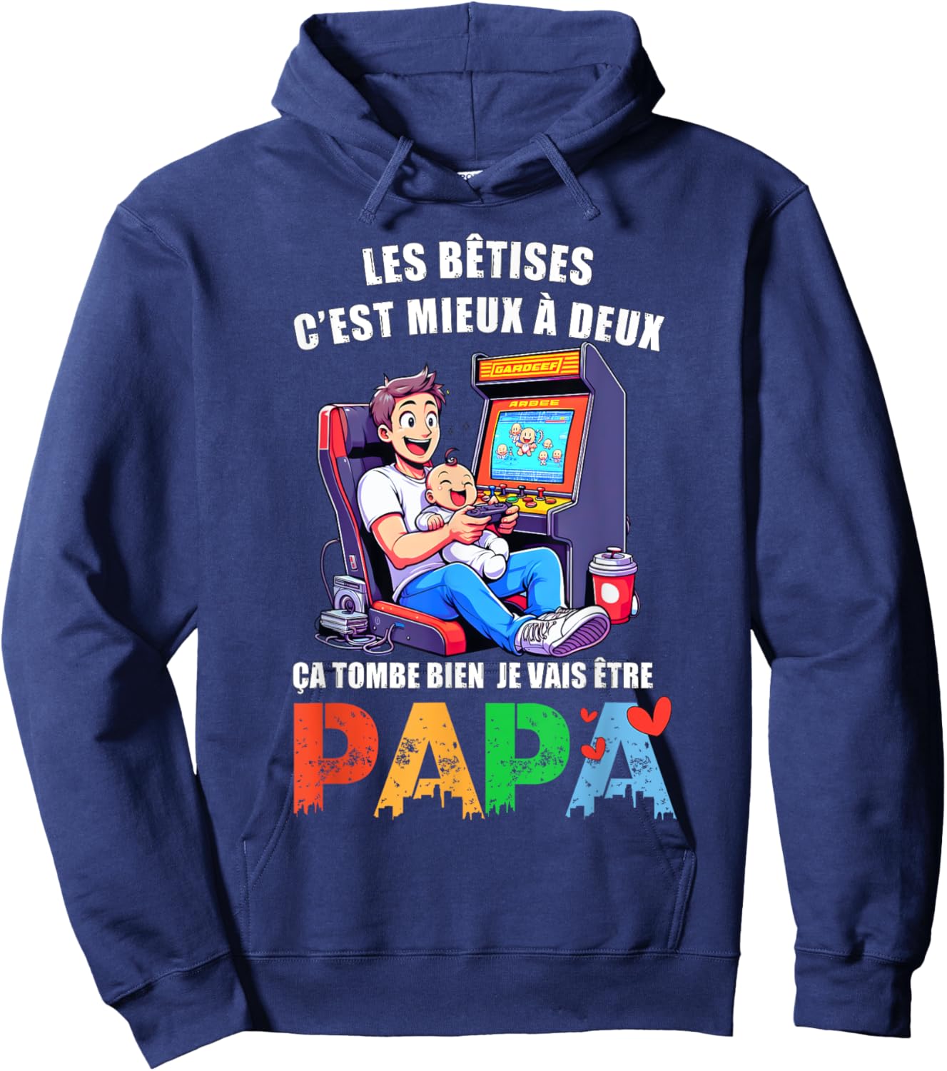Man Dad 2025 Announcement Pregnancy Original Humor Future Dad Gamer , Black, S Hoodie - Hoodie | Navy