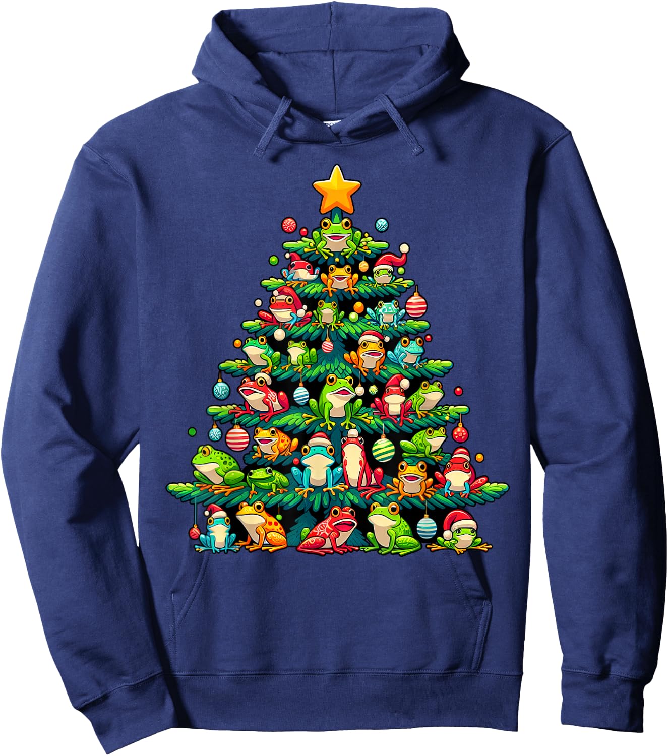 Cute Frog Christmas Tree Funny Xmas Frog Lover Men Women Hoodie - Hoodie | Navy