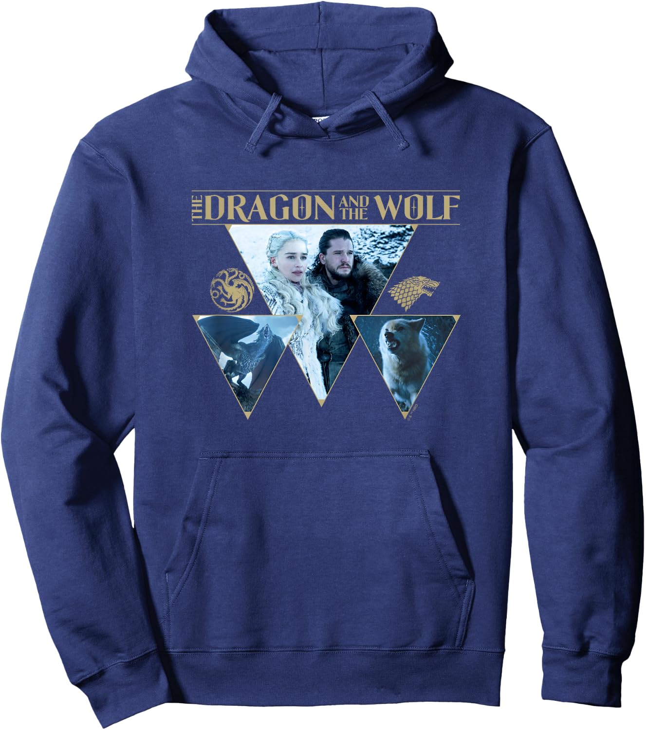 Game Of Thrones The Dragon & The Wolf House Words Panels Hoodie - Hoodie | Navy