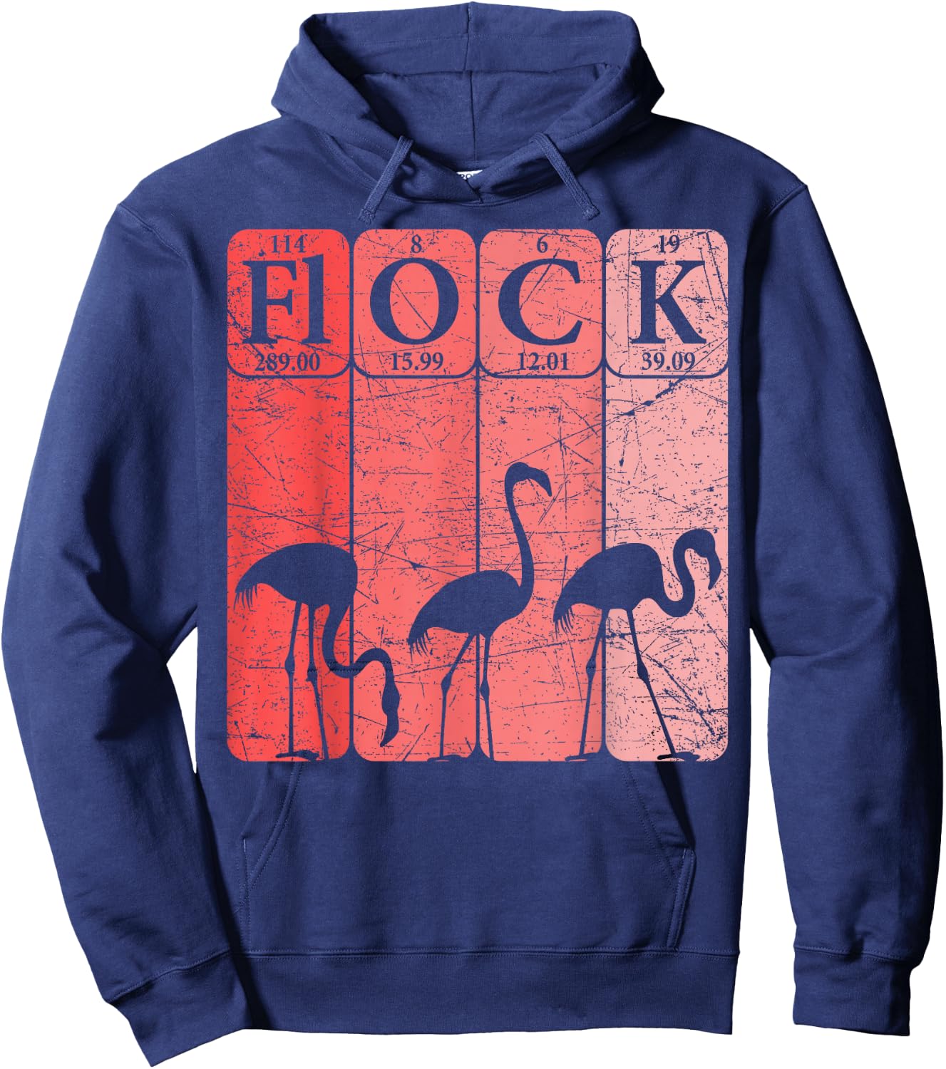 Pink Flamingo Periodic Table Elements Flamingo Flock Retro Hoodie - Hoodie | Navy