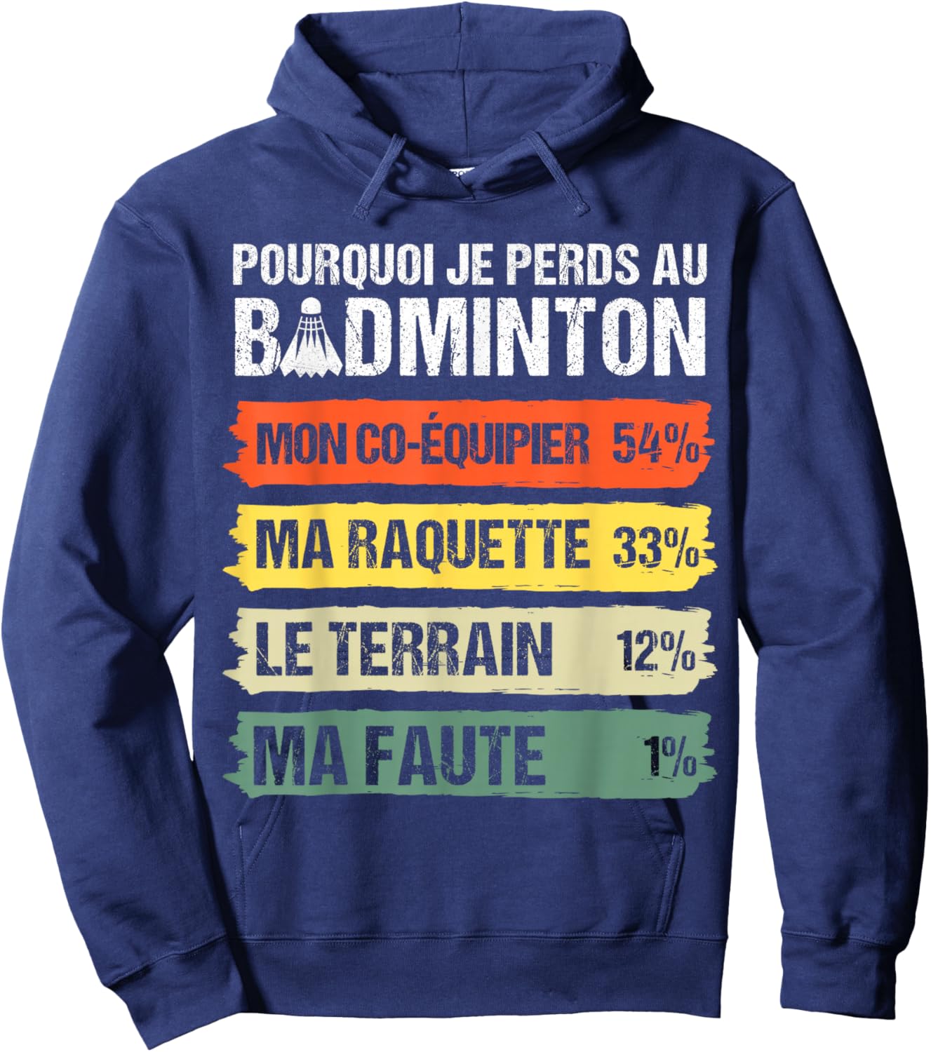 Why I Lose At Badminton Humor Badiste Gift Vintage , Black, S Hoodie - Hoodie | Navy