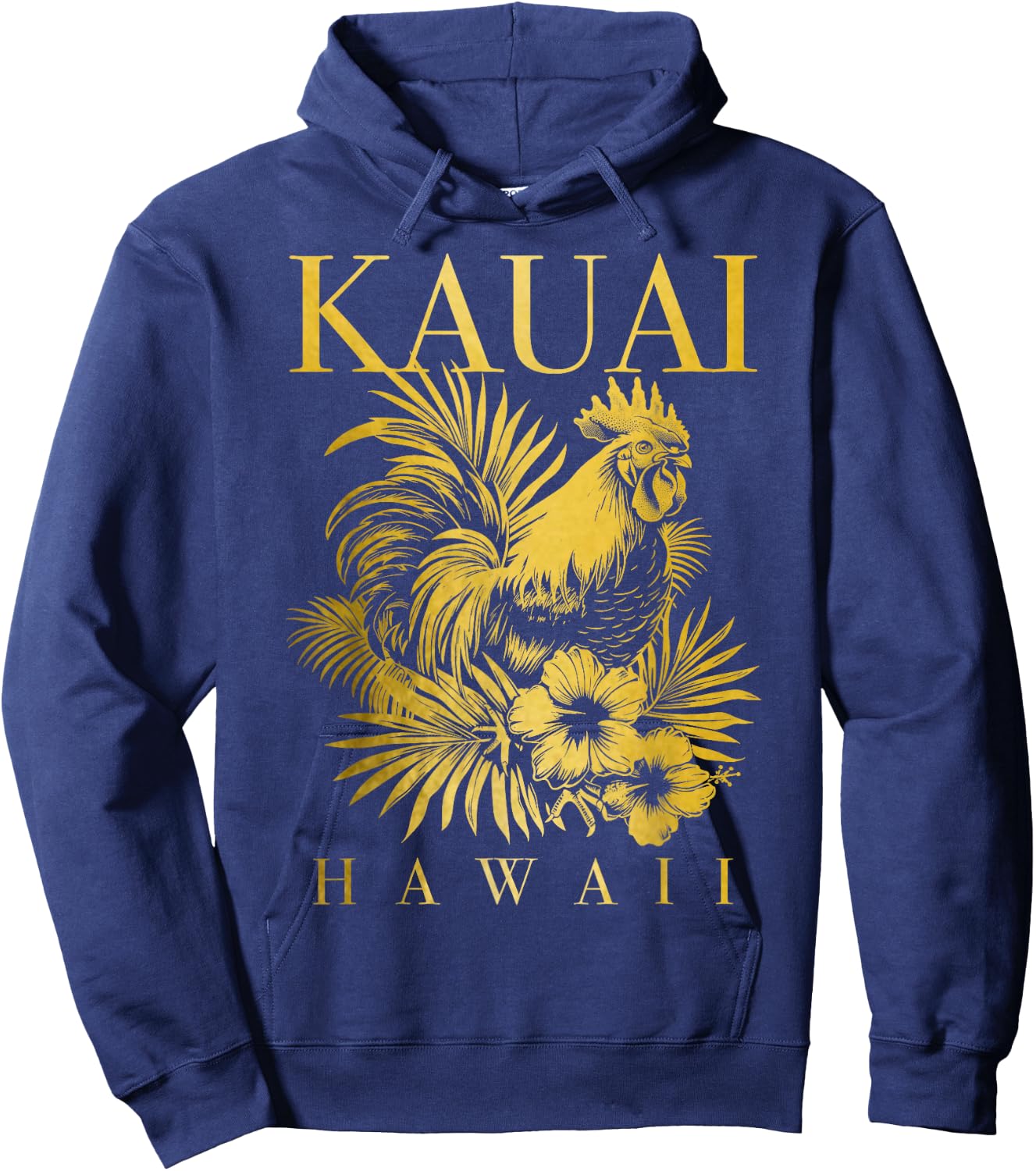 Kauai Hawaii Chicken Hawaiian Hibiscus Flowers Vintage Hoodie - Hoodie | Navy