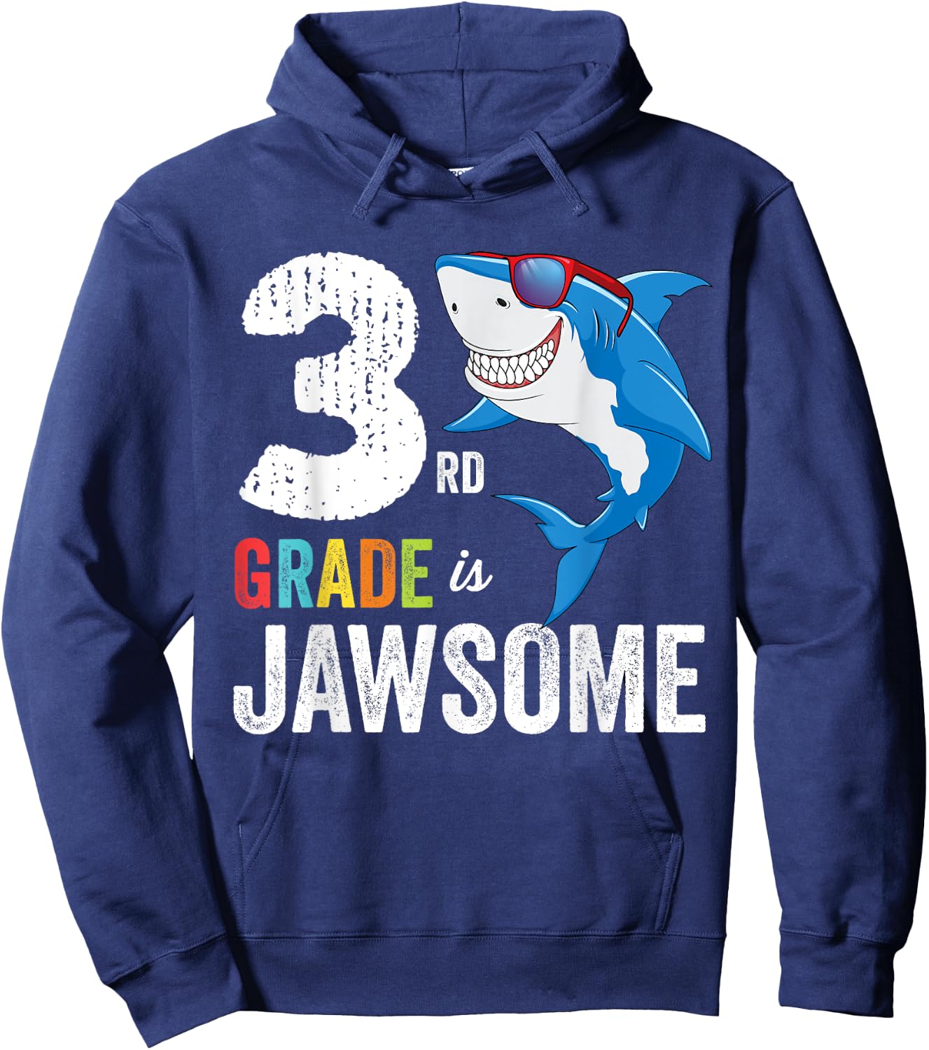 Third Grade Shirt Boys Girls Shark First Day of School Hoodie - Hoodie | Navy