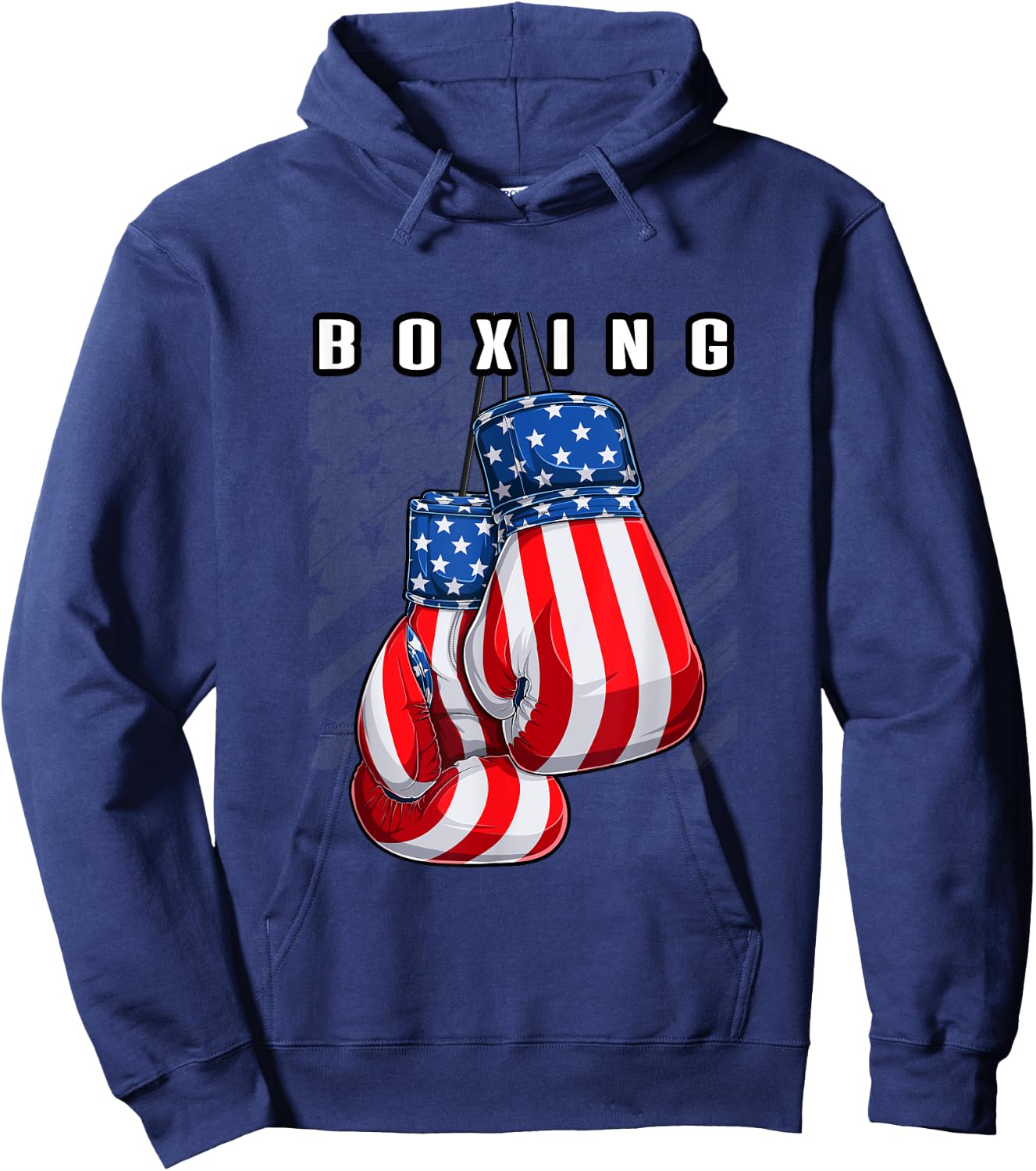 Boxing USA American Flag Boxing Gloves Hoodie - Hoodie | Navy