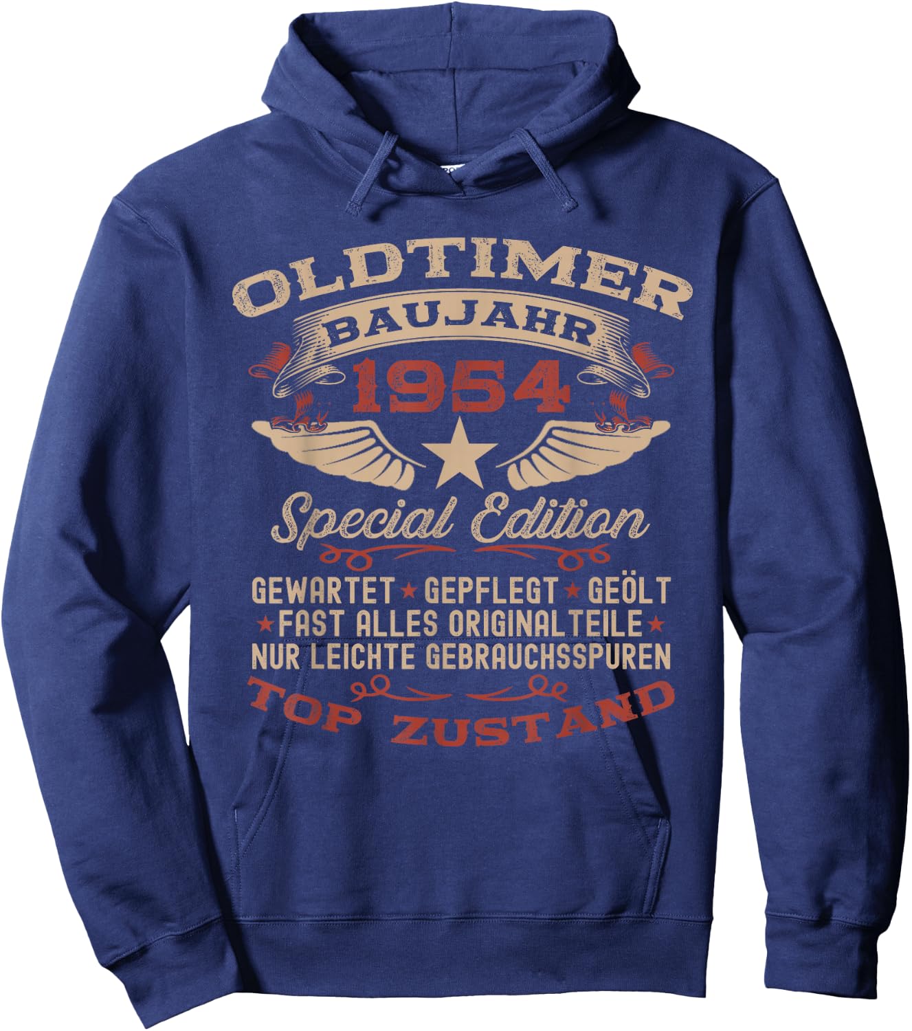 70th Birthday Gift Vintage 1954 Vintage Car Funny , black Hoodie - Hoodie | Navy