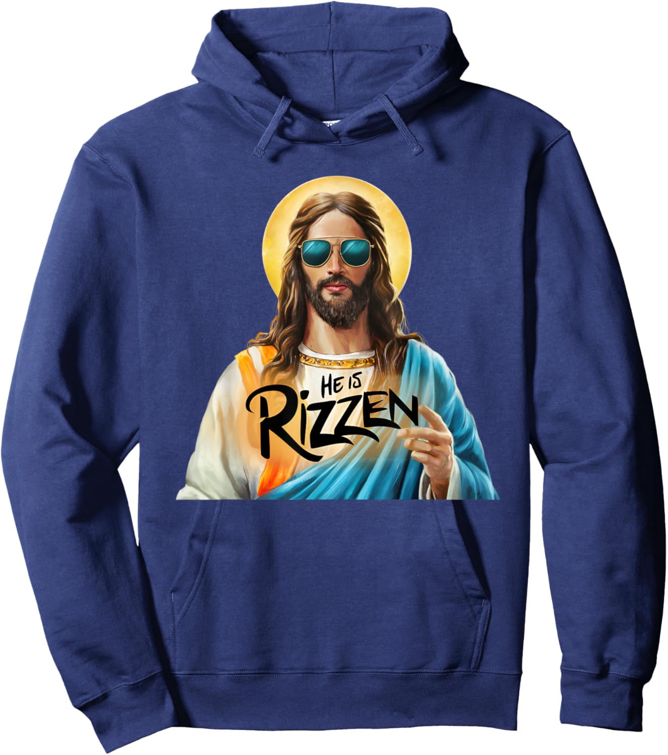 He Is Rizzen jesus has rizzen Christian Religious Hoodie - Hoodie | Navy