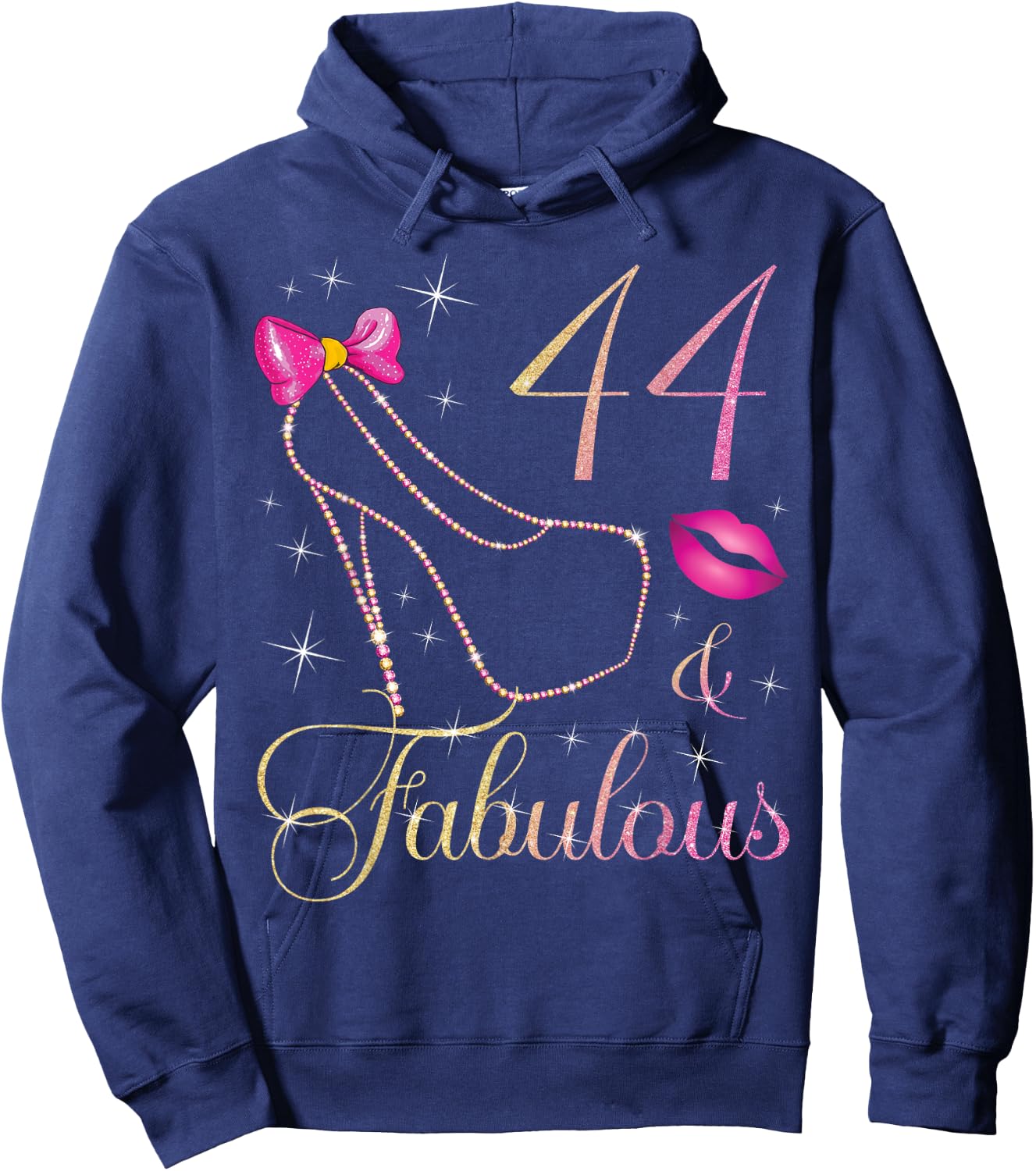 44 & Fabulous 44 Years Old Queen 44th Birthday Woman B-day Hoodie - Hoodie | Navy