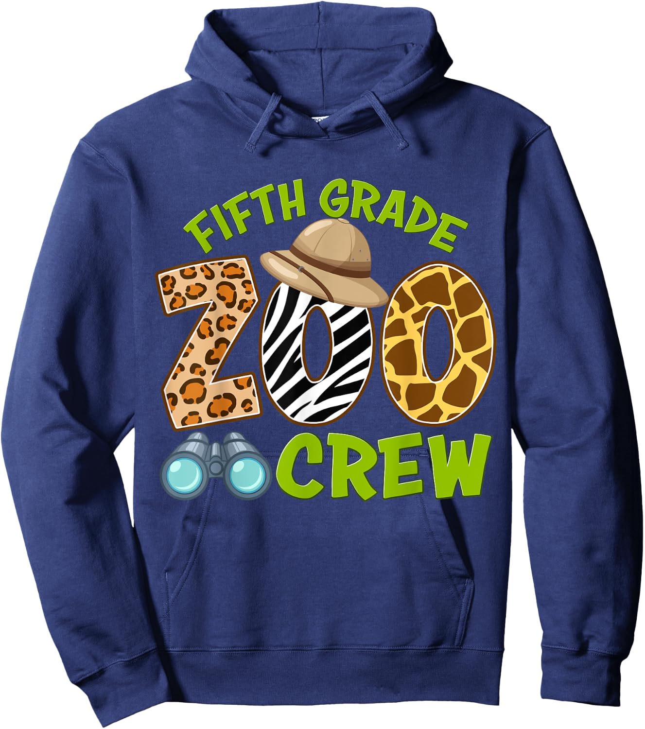 Fifth Grade Zoo Crew Back To School Wild Animal Safari Kids Hoodie - Hoodie | Navy