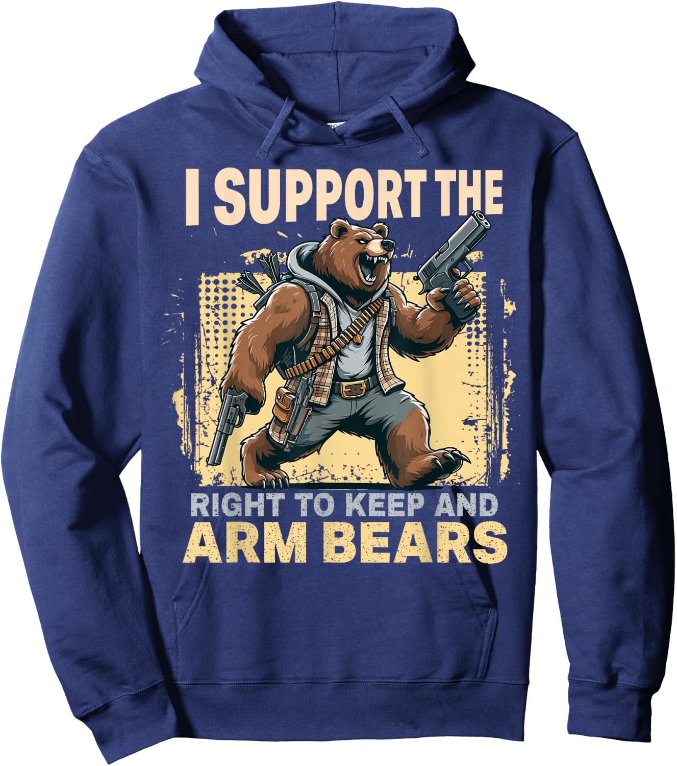 I Support the Right to Keep and Arm Bears Funny Meme Design Hoodie - Hoodie | Navy