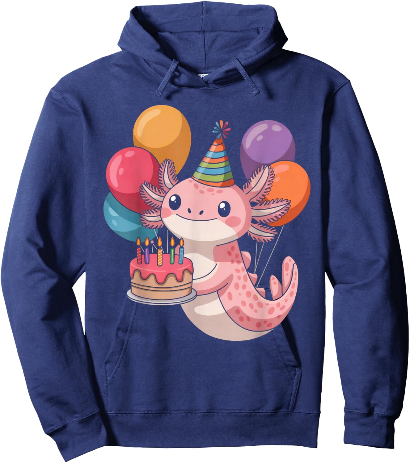 Axolotl Birthday Party Kawaii Bday Boys Girls Cute Axolotl Hoodie - Hoodie | Navy