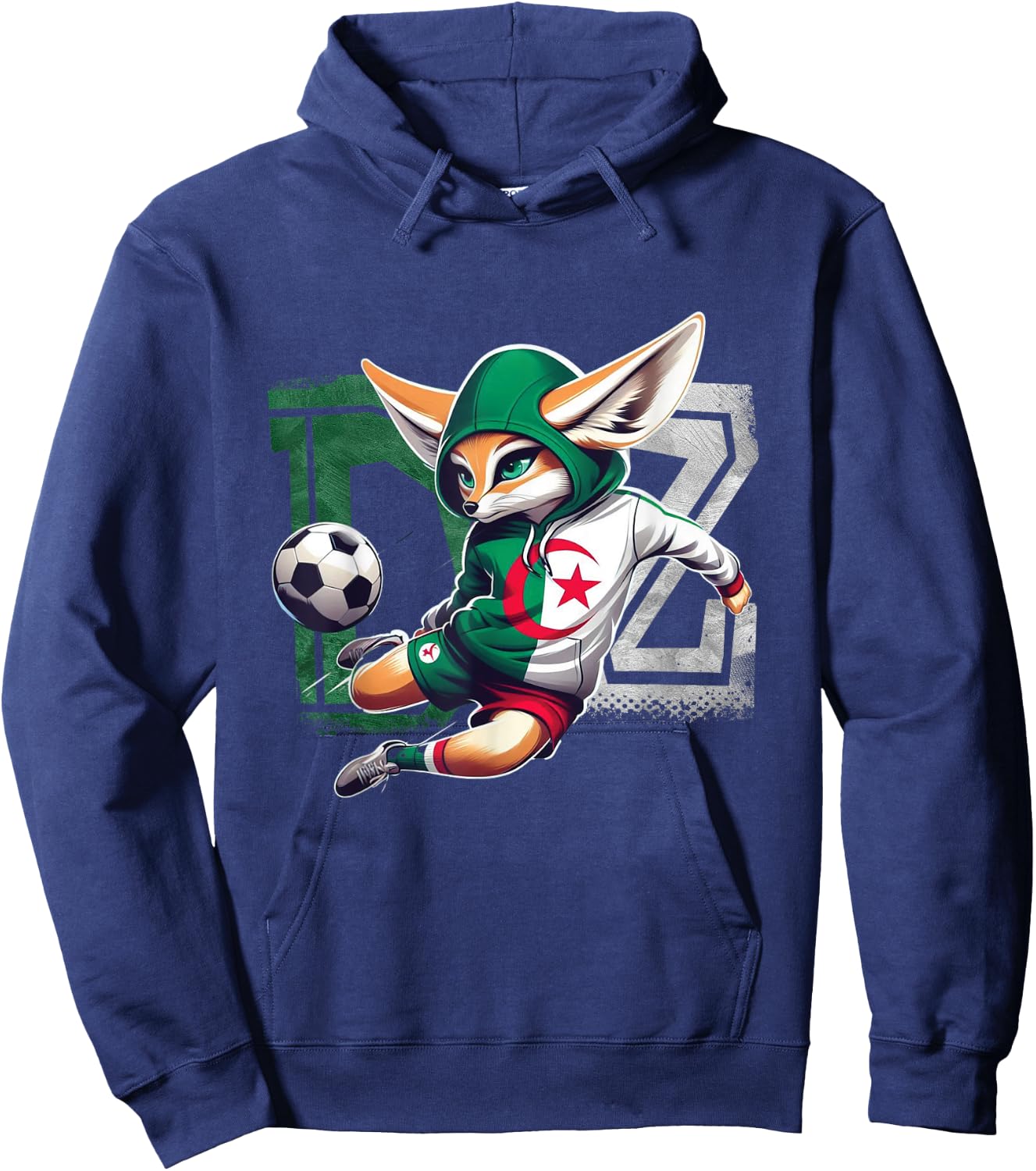 Fennec Algerian Flag Football Gift Jersey Dz , Black, S Hoodie - Hoodie | Navy