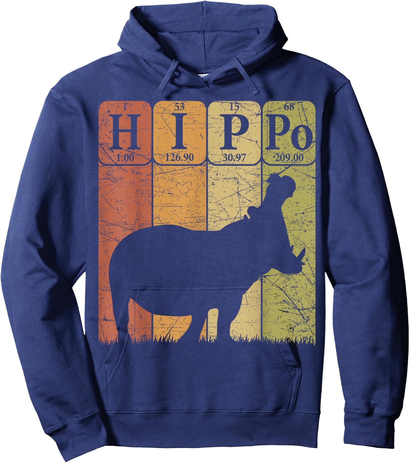 Hippo Periodic Table Elements Hippo Lover Hippopotamus Retro Hoodie - Hoodie | Navy