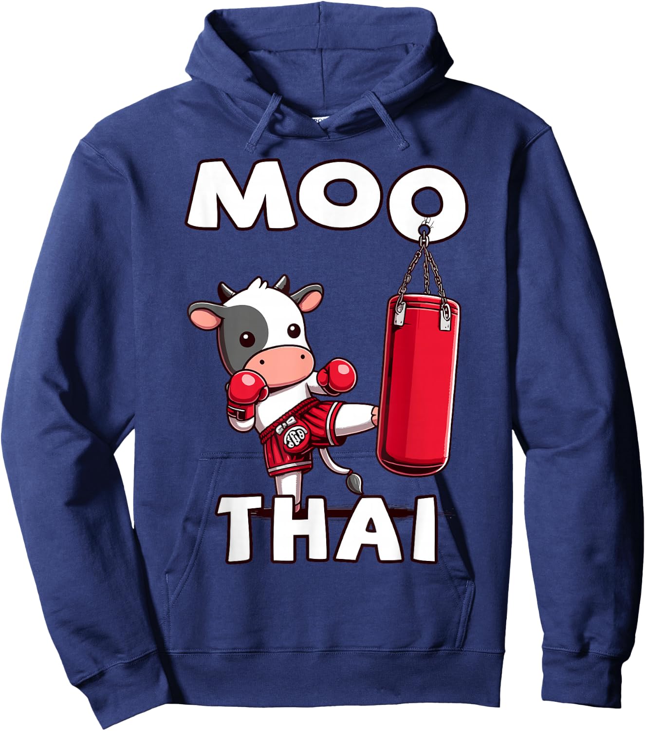Moo Thai, Muay Thai | Thai Boxing For Kids | Muay Thai, Cow Hoodie - Hoodie | Navy