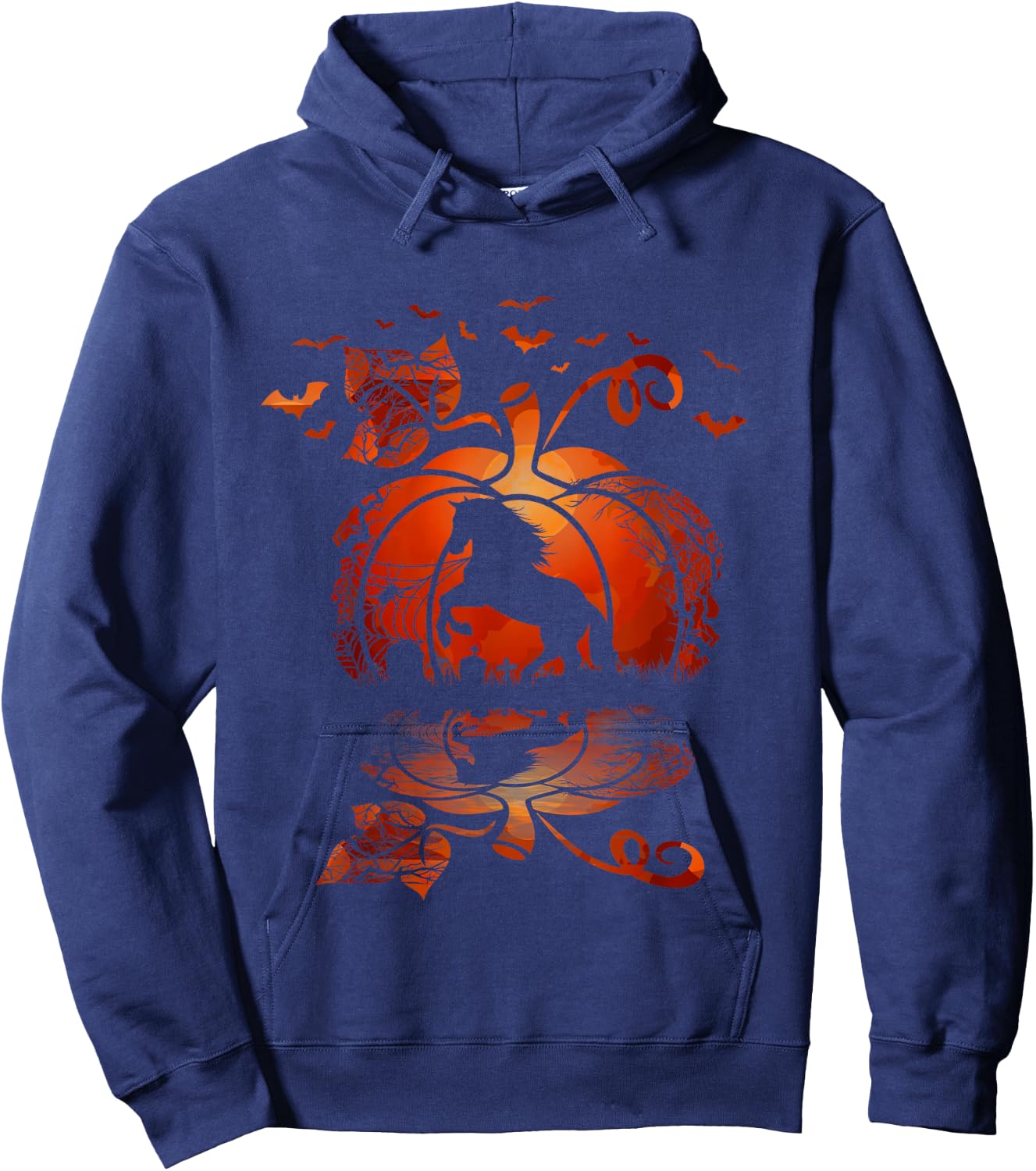 Fall Cute Horse In The Pumpkin Funny Halloween Autumn Happy Hoodie - Hoodie | Navy