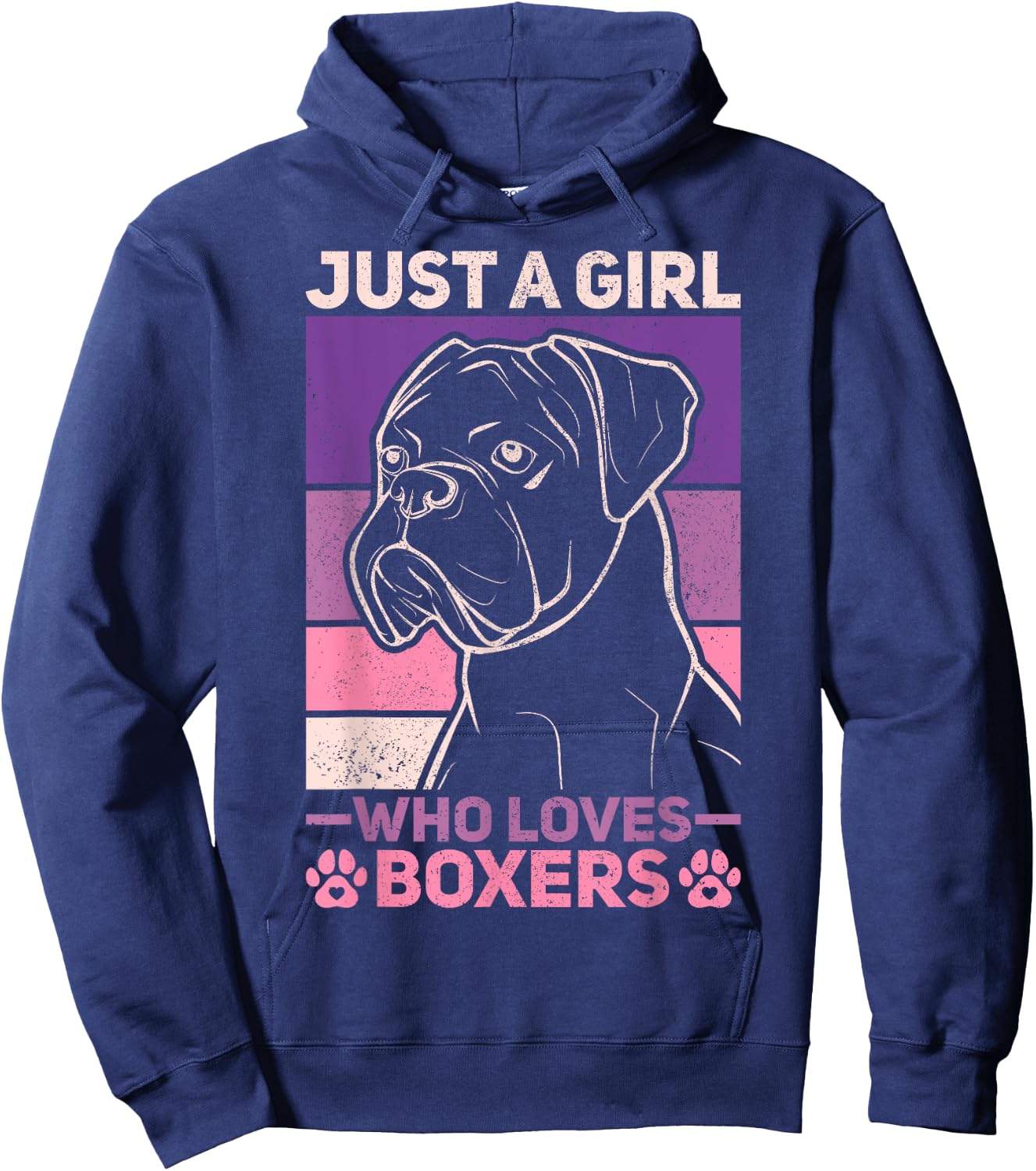 Dog Lover Owner Animal Vintage Just A Girl Who Loves Boxers Hoodie - Hoodie | Navy
