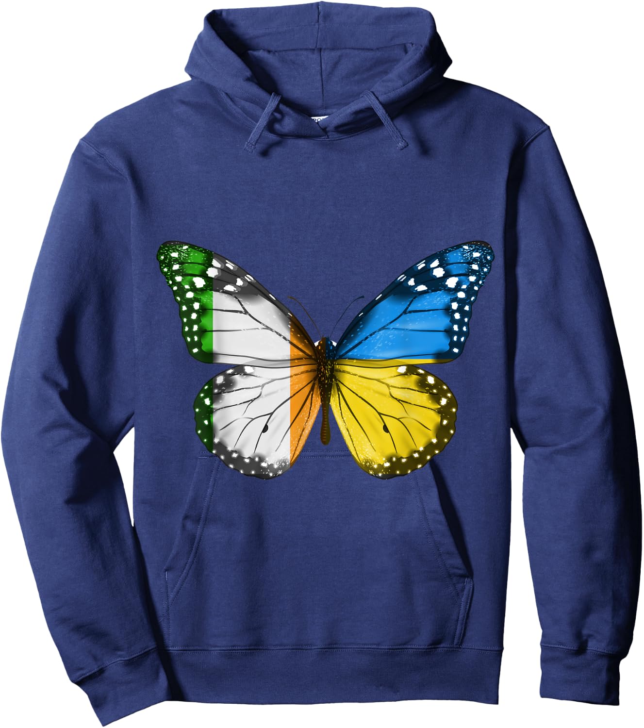 Irish Ukrainian Flag Butterfly Ireland Ukraine Hoodie - Hoodie | Navy