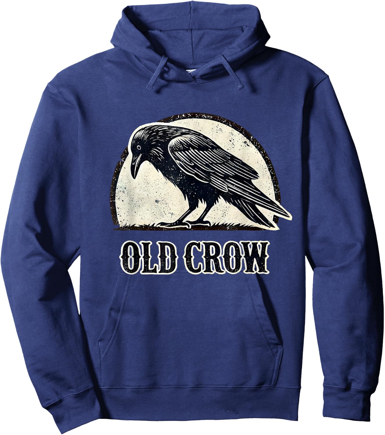 Old Crow Graphic , Small, Black Hoodie - Hoodie | Navy