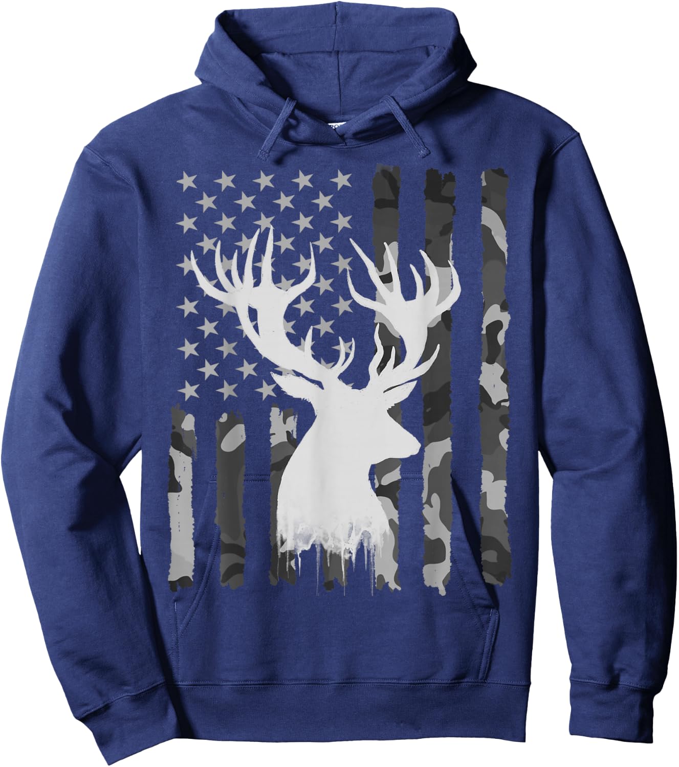 Funny Camouflage USA Flag Whitetail Buck Deer Hunting Lovers Hoodie - Hoodie | Navy
