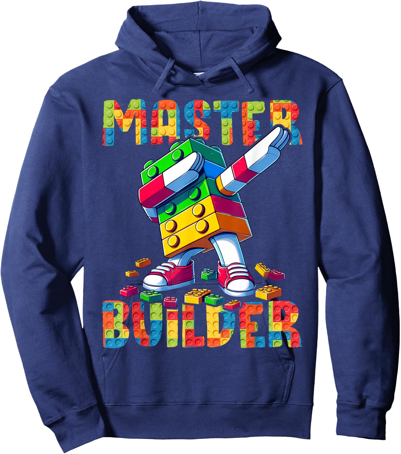 Master Builder Dabbing Blocks Bricks Building Kids Boys Fun Hoodie - Hoodie | Navy