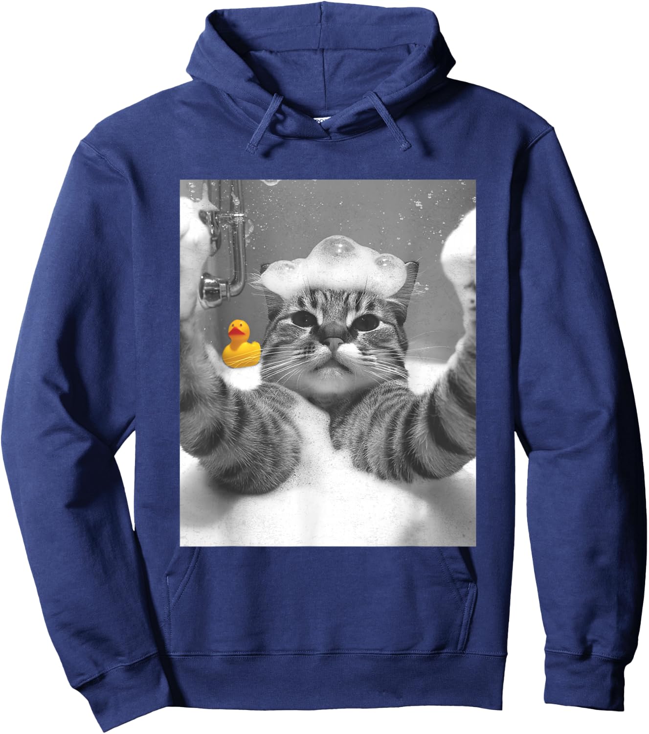 Lustige Katzen Meme Shirts & Zubehör Katze in Badewanne Selfie Schwarz Erwachsene Klein EU 40-50 Hoodie - Hoodie | Navy