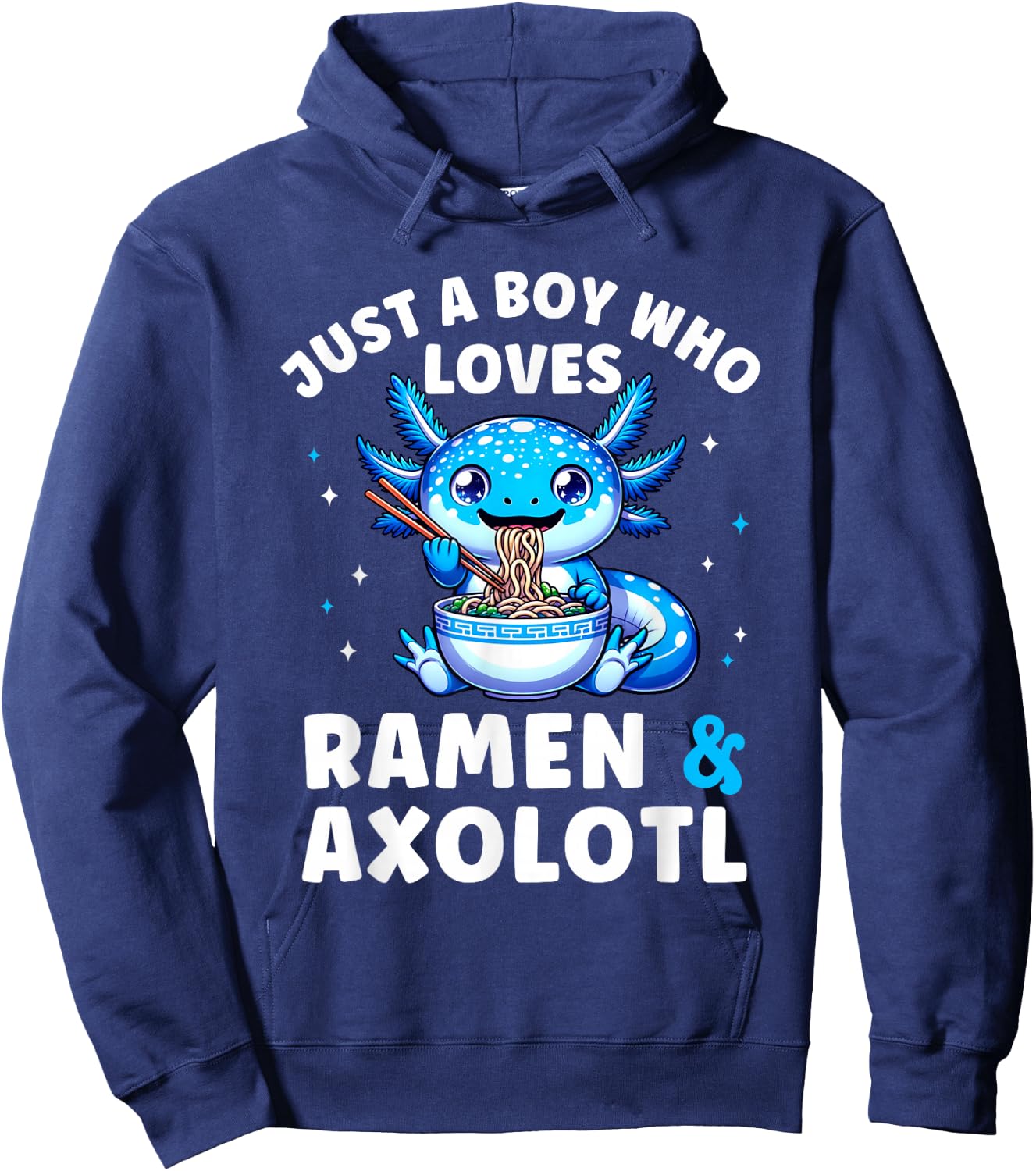 Kawaii Just a Boy Who Loves Axolotl Ramen Cutecore Hoodie - Hoodie | Navy