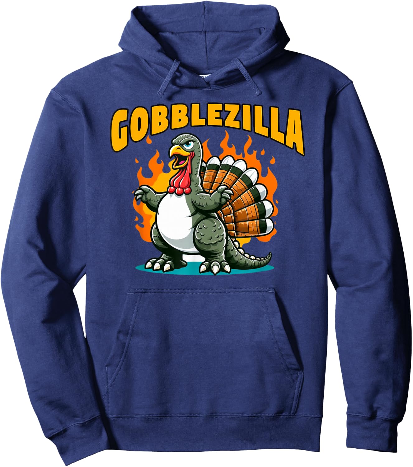 Turkey Thanksgiving Day Gobblezilla Hoodie - Hoodie | Navy